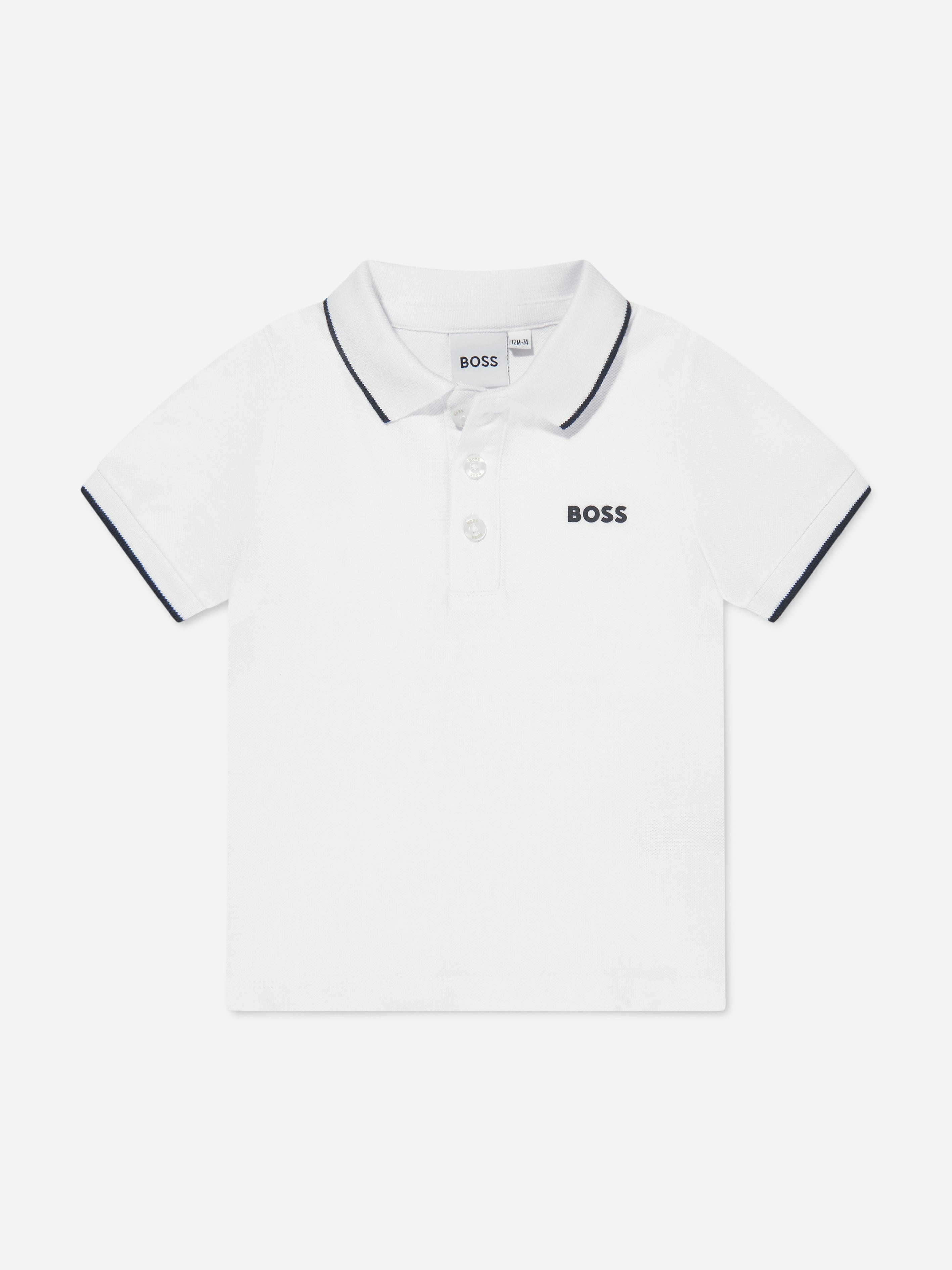 Boss Men's White Baby Boys Logo Polo Shirt In - 9 Mths
