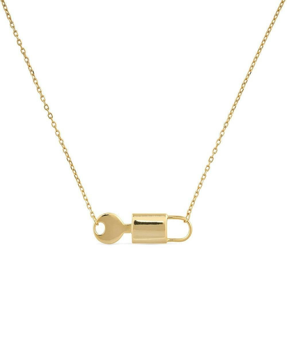Elk & Bloom Gold 14K Lock & Key Necklace - No Thank You - Standard Length