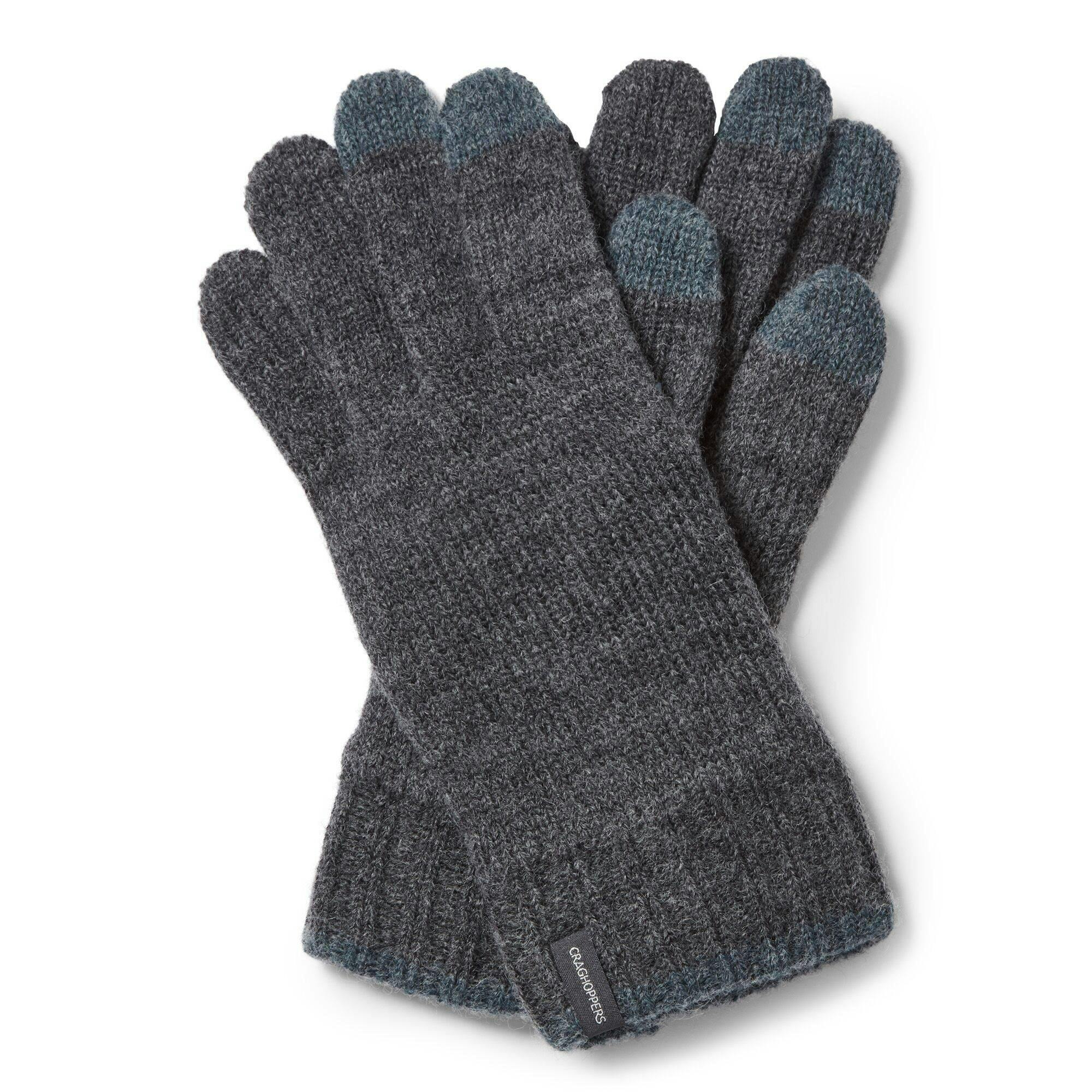 Craghoppers Black Logo Winter Gloves - / Pepper - S-M - / Pepper - 100% Mixed