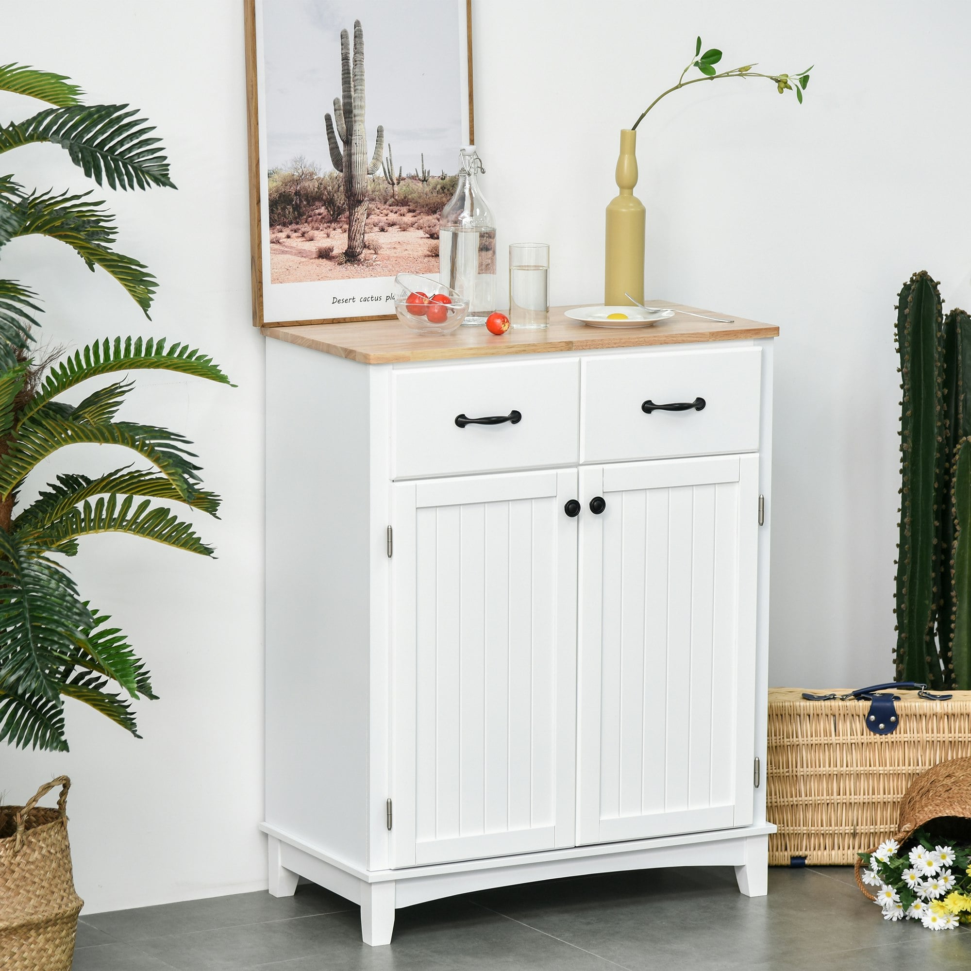 Homcom White Simple Kitchen Cupboard Storage Cabinet W/ Drawer Living & Dining Room