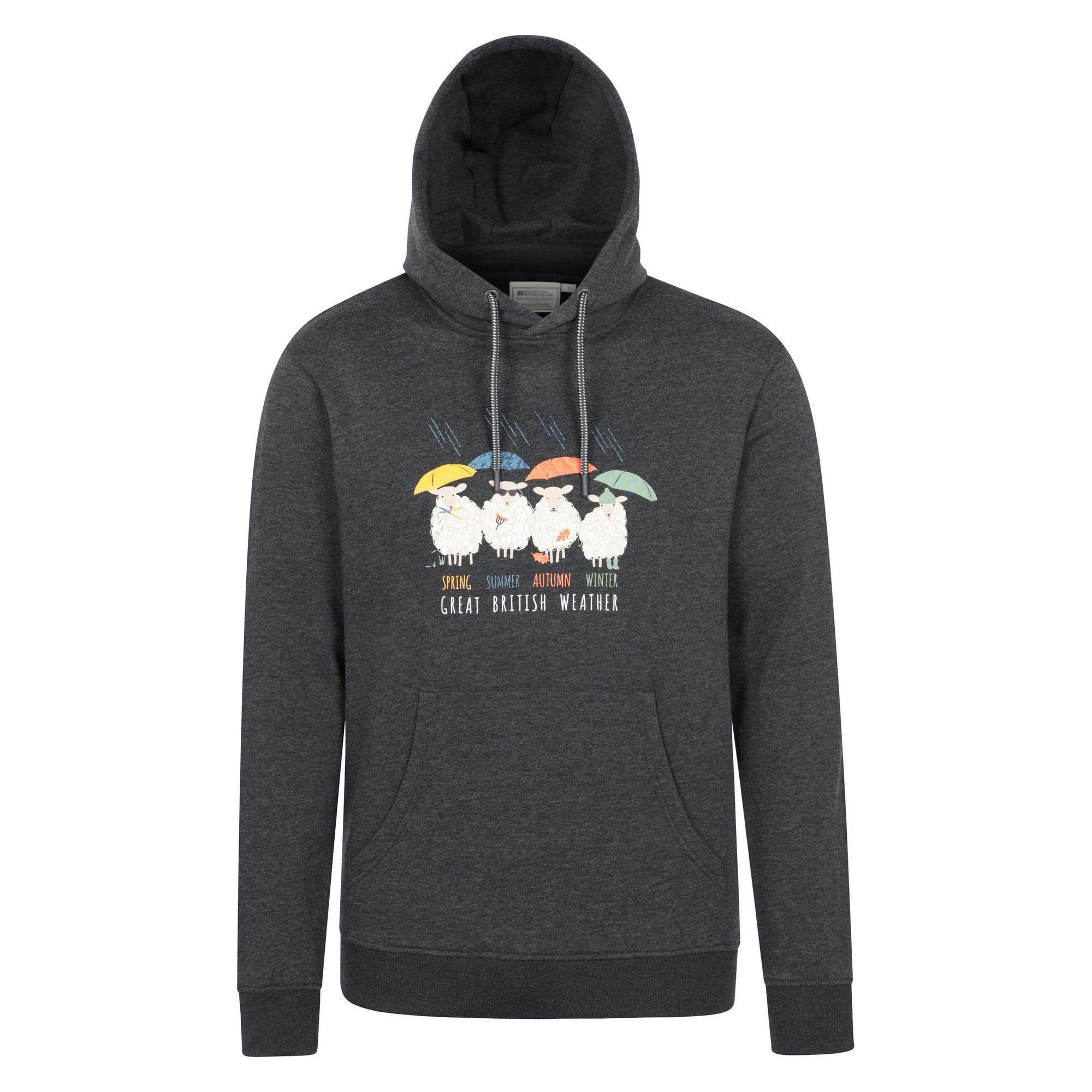 Mountain Warehouse Men's Great British Weather Overhead Hoodie - Charcoal - Charcoal - Xl - 100% Mixed