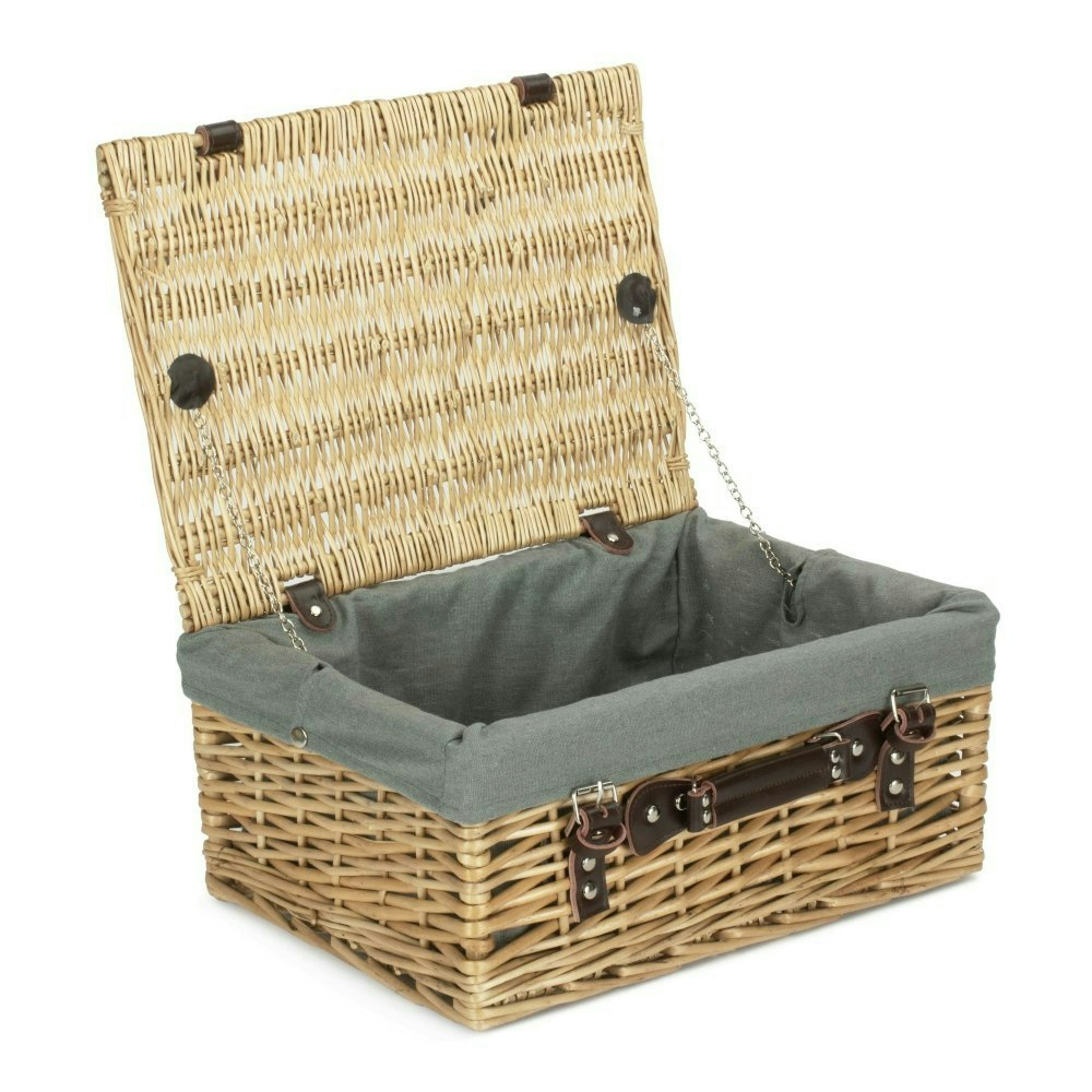 Rackhams Grey 41Cm Buff Willow Wicker Picnic Basket