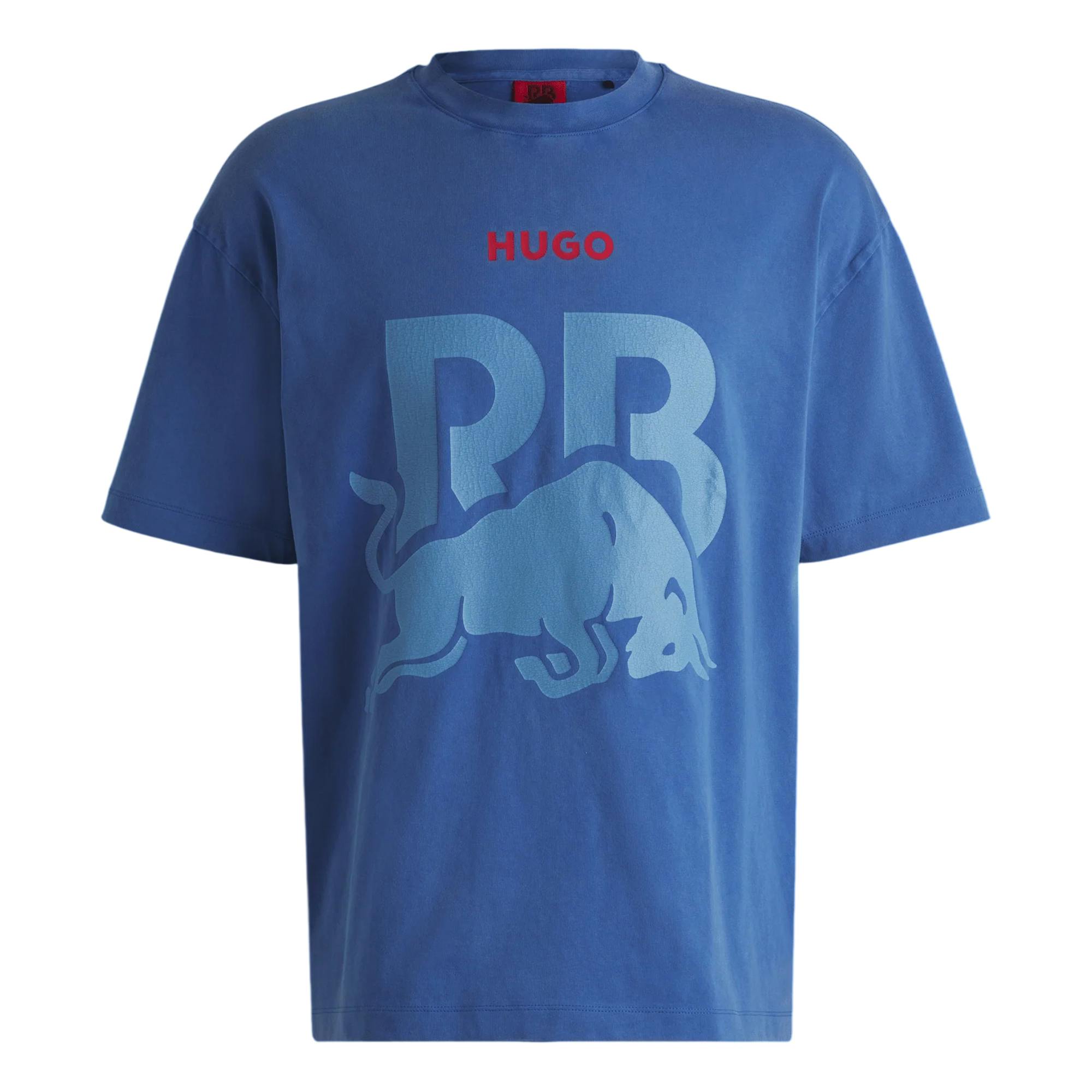 Hugo Unisex Blue Adult Rb F1 Racing Graphic Print Oversized T-Shirt - Medium - Xs - Medium - 100% Cotton
