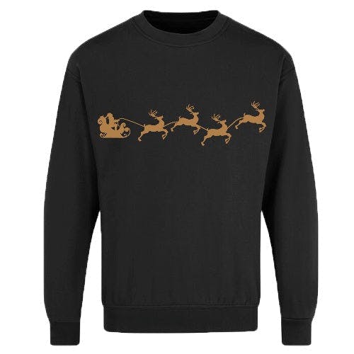 Coolandnew Unisex Black Adults Xmas Printed Sweatshirt Santa Reindeer - Xs