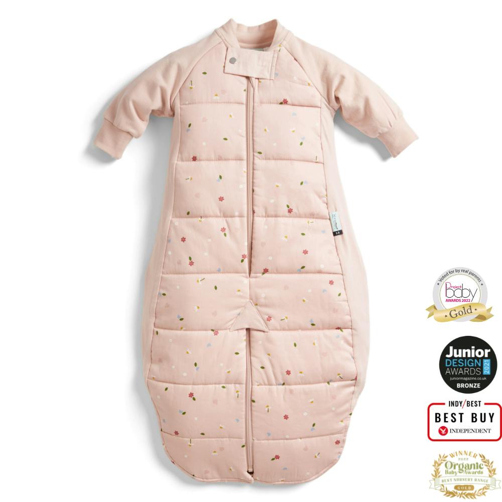 Ergopouch - Organic Winter Long Sleeved 2 In 1 Sleeping Suit Bag - Daisies - 2.5 Tog - 4-6 Year