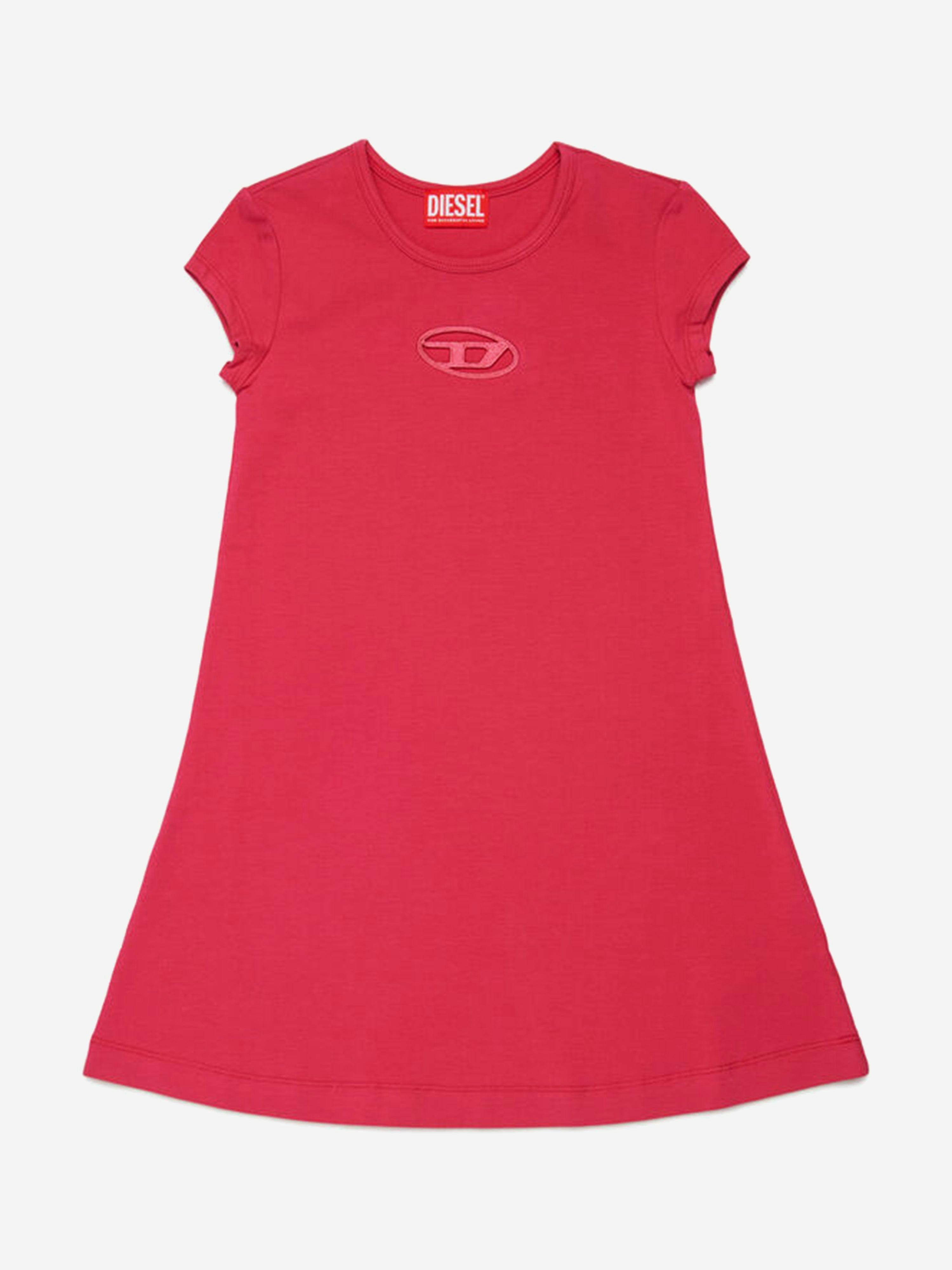 Diesel Girls Red Oval D T-Shirt Dress In - 12 Yrs