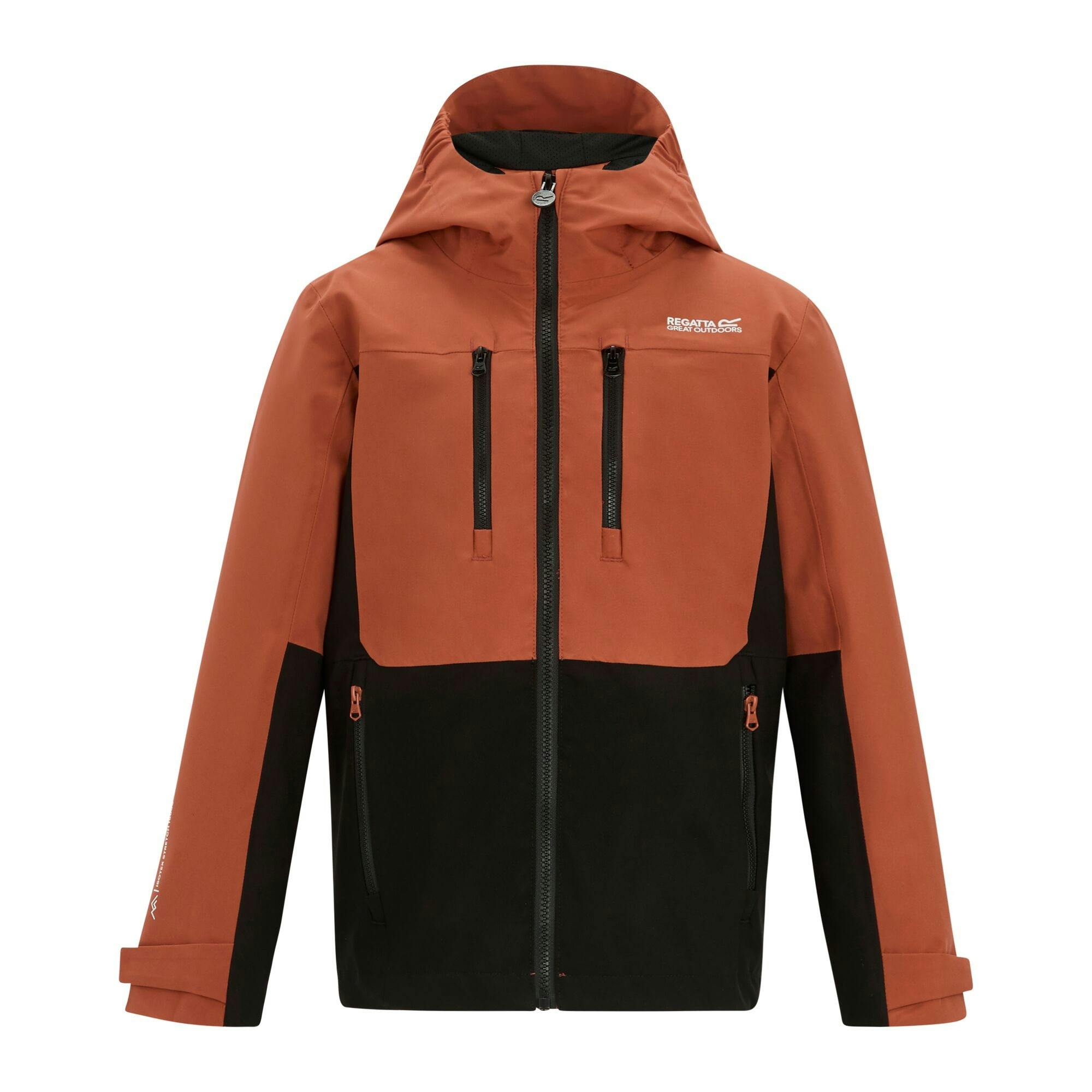 Regatta Black Kids Highton Monochrome Waterproof Jacket - Brick/ - 13 Years - Brick/ - 100% Mixed