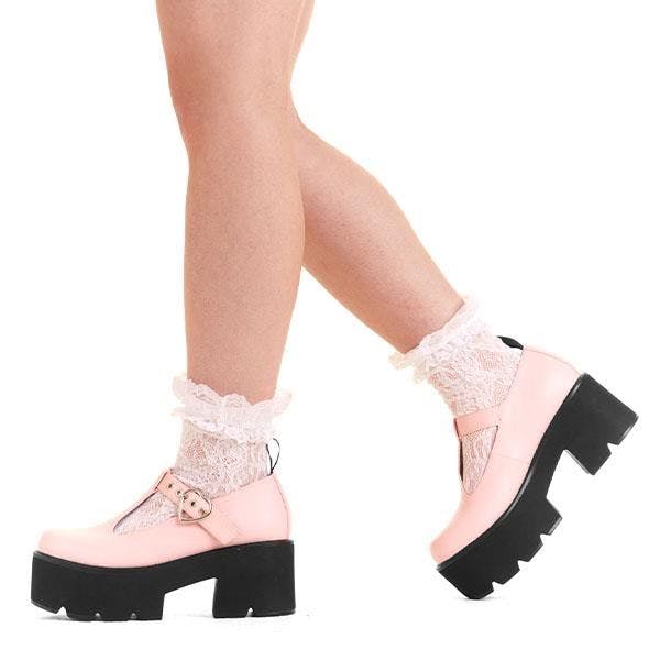 Lamoda Love Story Pinkpu Chunky Mary Jane Shoes Bold Comfortable Footwear - Uk4