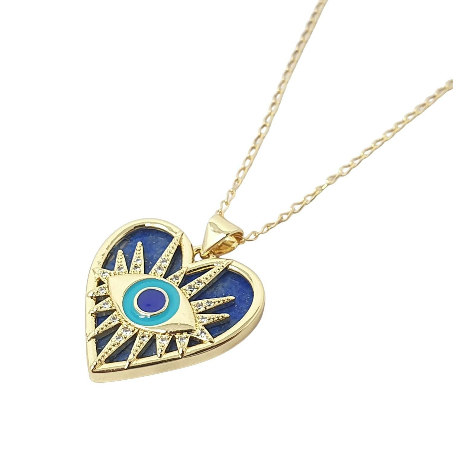 Harfi Women's Blue Protection Lapis Lazuli Evil Eye Necklace
