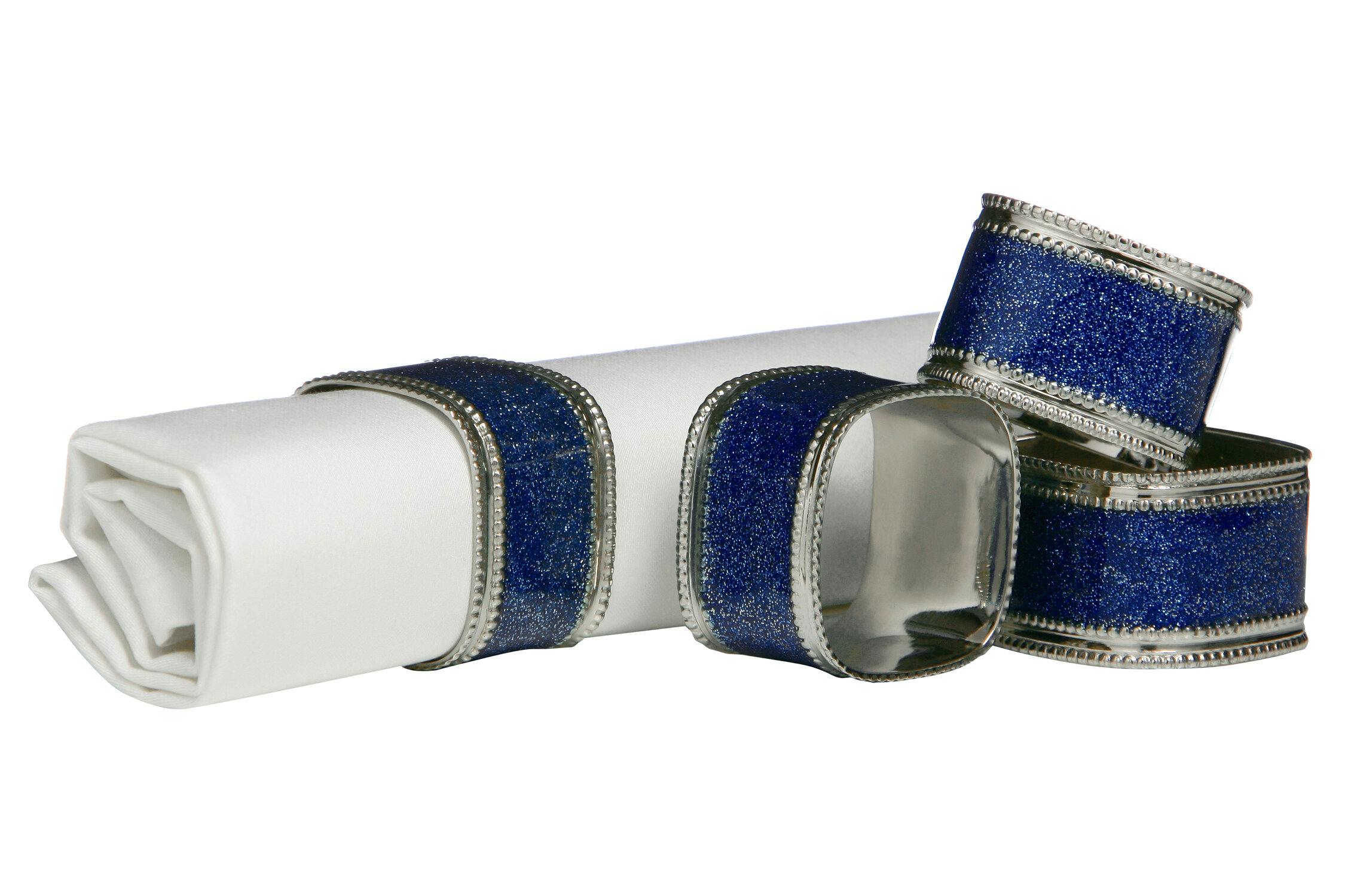 Rackhams Light Set Of Four Sapphire Glitter Napkin Rings