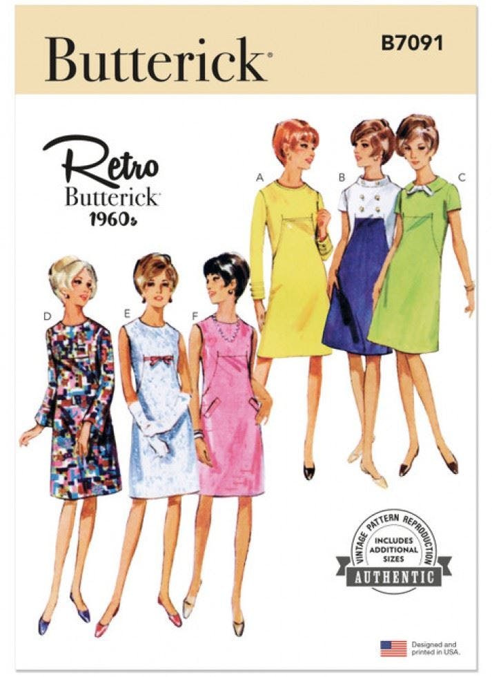 Butterick Women's Sewing Pattern 7091, Dresses, Vintage Style For N5 (10-12-14-16-18) - Easy - Y5 (18-20-22-24-26)