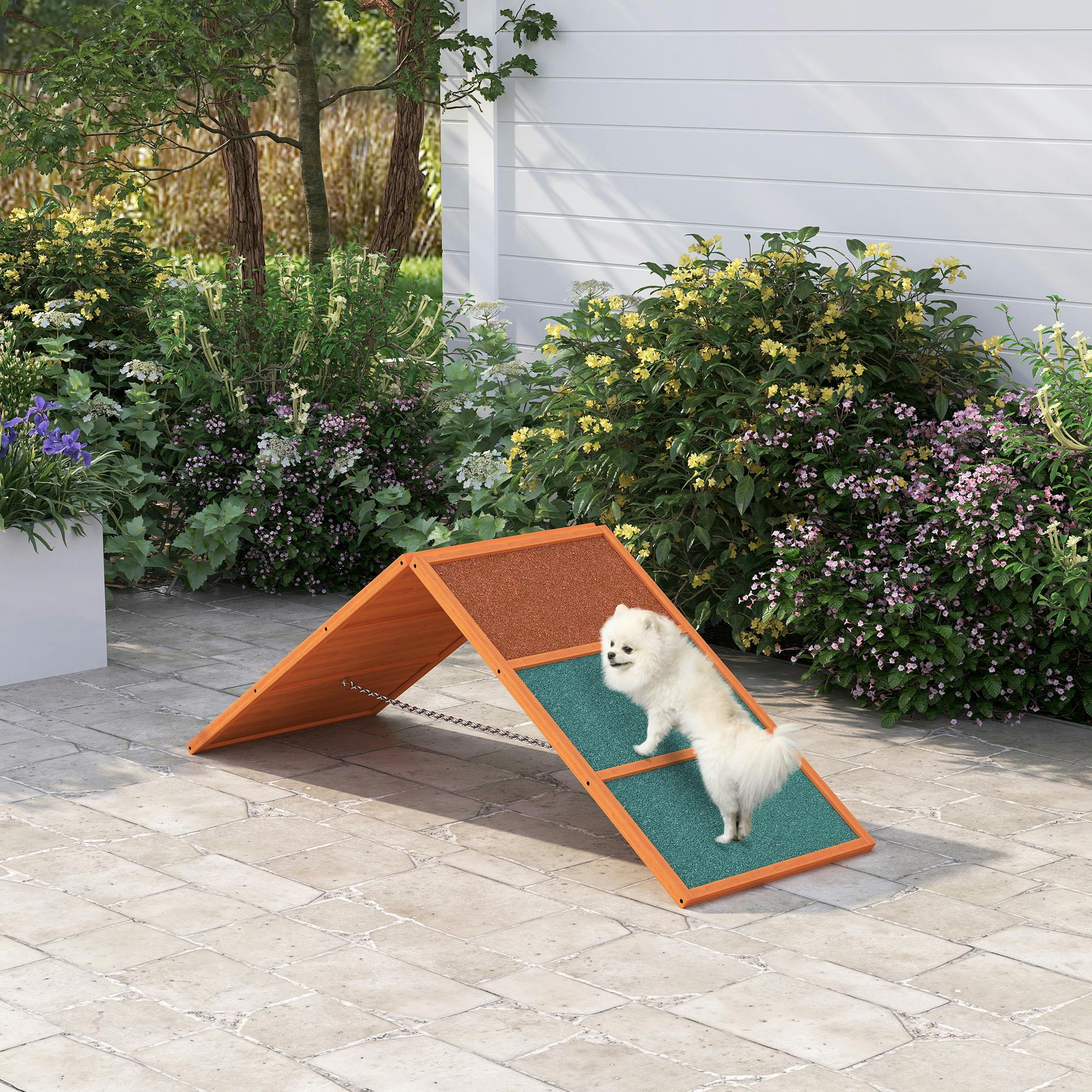 Pawhut Dog Agility Equipment, Agility Ramp For All Breeds For Garden - 173 Cm X 59 Cm X 66 Cm - Fie Wood - 1