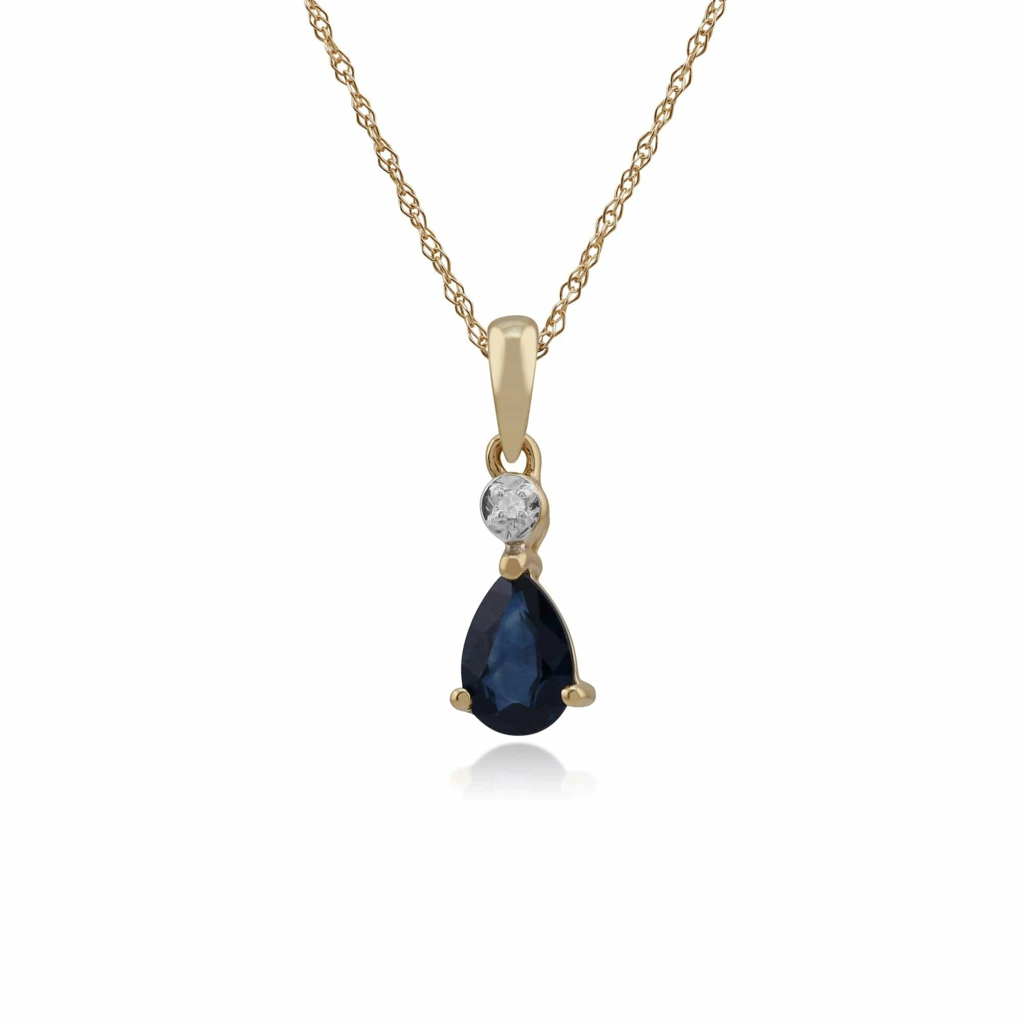 Gemondo Yellow/Gold Classic Pear Sapphire & Diamond Pendant In 9Ct - 9Ct 0.48Ct Sapphire & Diamond Pear Pendant On 45Cm Chain