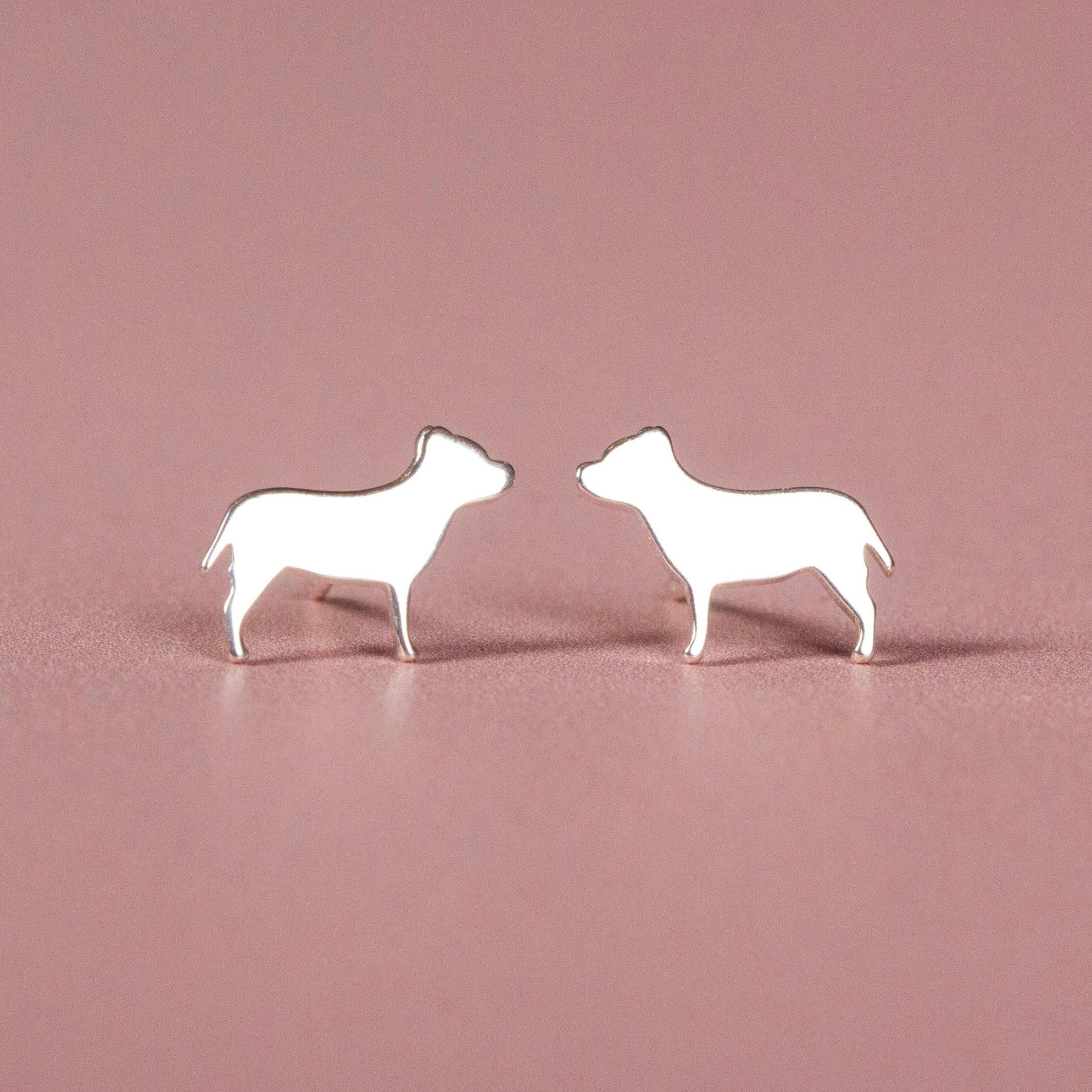 Mylee London Silver Staffordshire Bull Terrier Stud Earrings - No