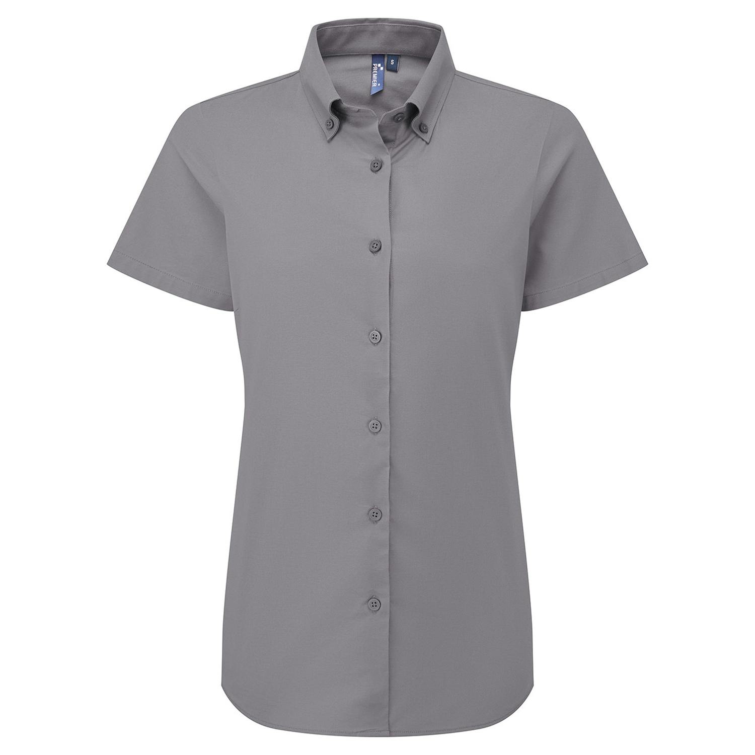 Premier (L, Steel Grey) Womens/Ladies Supreme Oxford Short-Sleeved Formal Shirt - Image 2