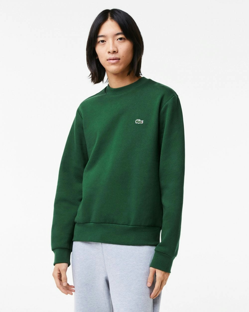 Lacoste Men's Green Crew Neck Fleece Sweatshirt - 132 - 132 - Xl