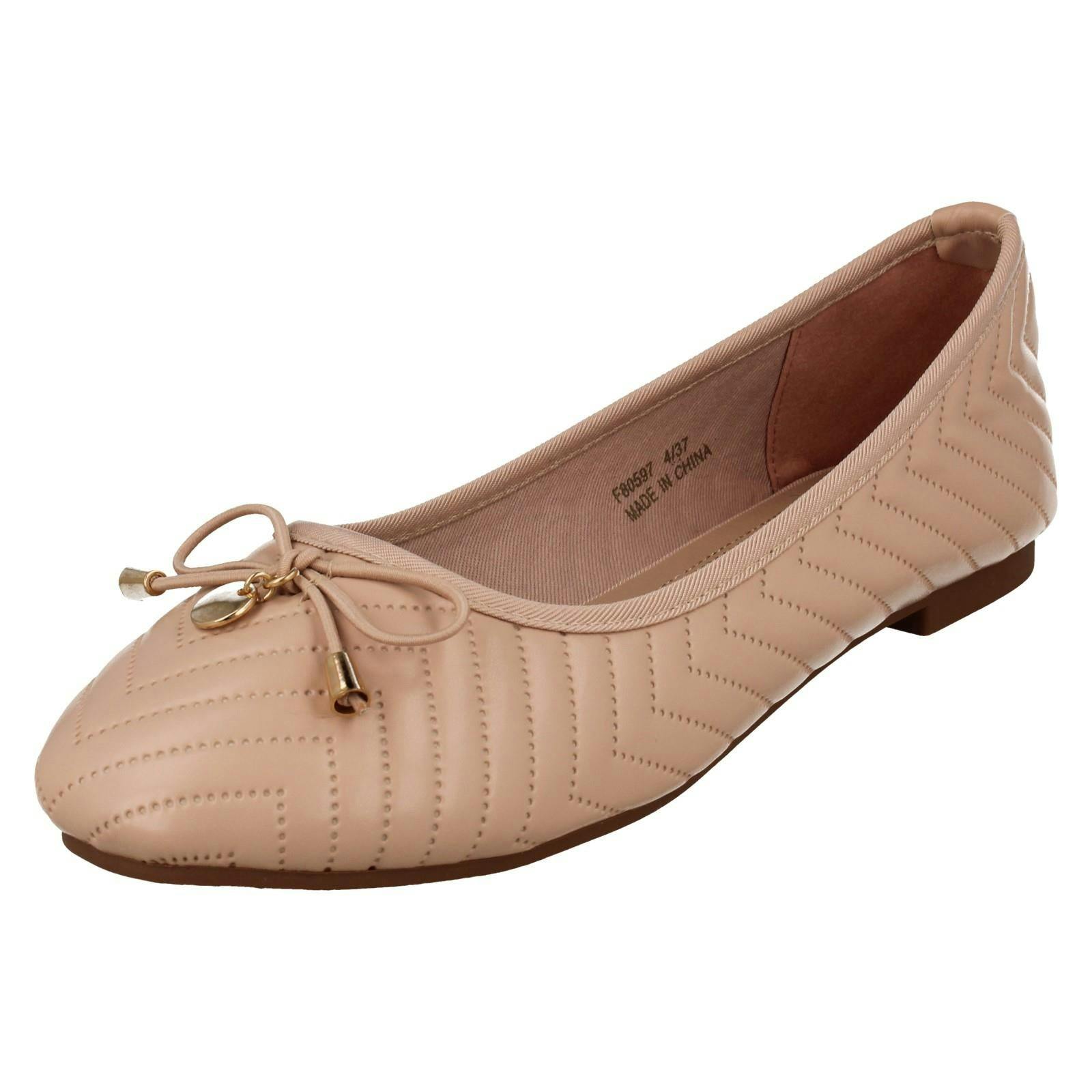 Spot On Women's Flat Comfort Ballerinas F80597 - Nude - Uk 7