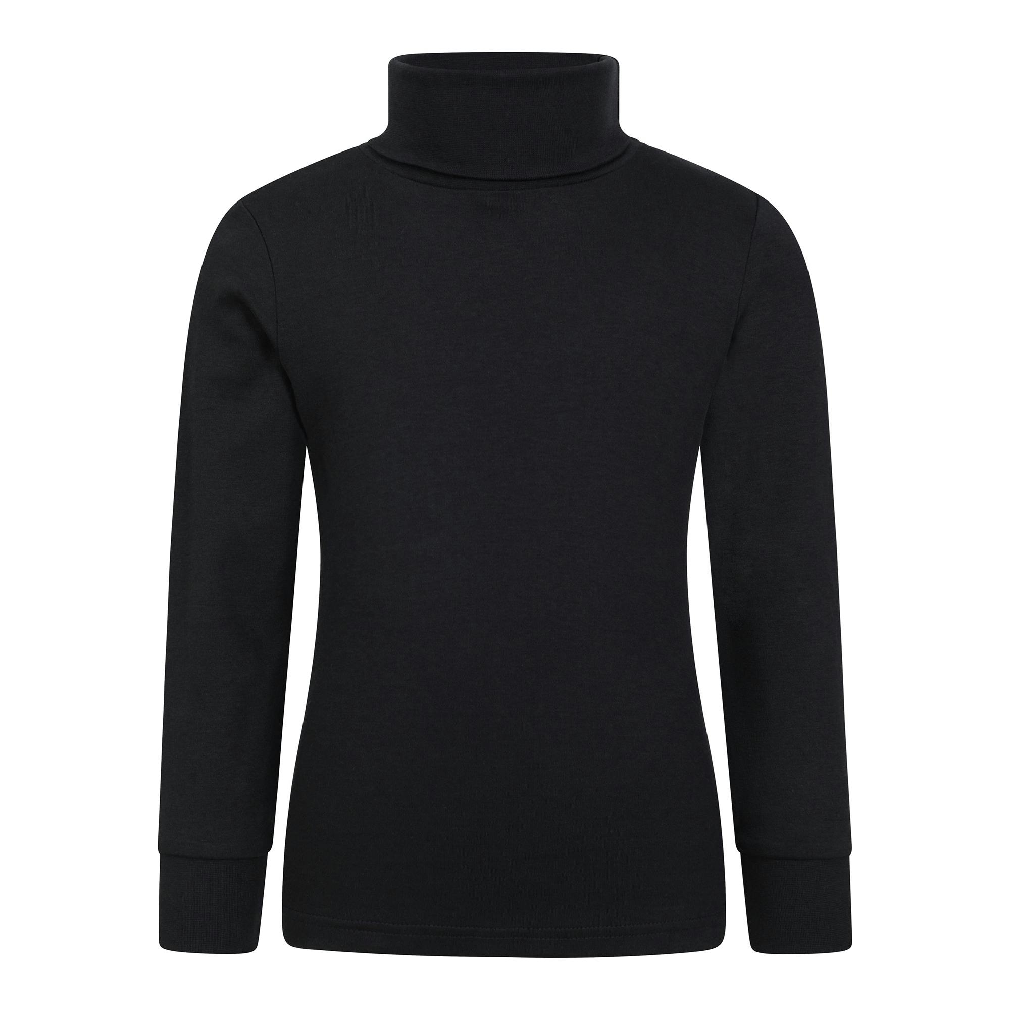 Mountain Warehouse Black Kids Meribel Cotton Roll Neck Top - 3-4 Years - 100% Cotton