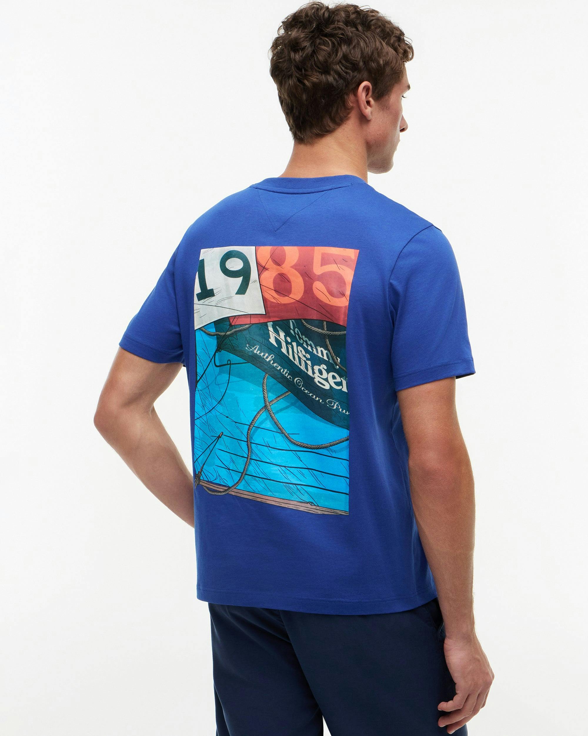 Tommy Hilfiger Men's Blue Nautical Back Photo T-Shirt - Pigt - Pigt - L