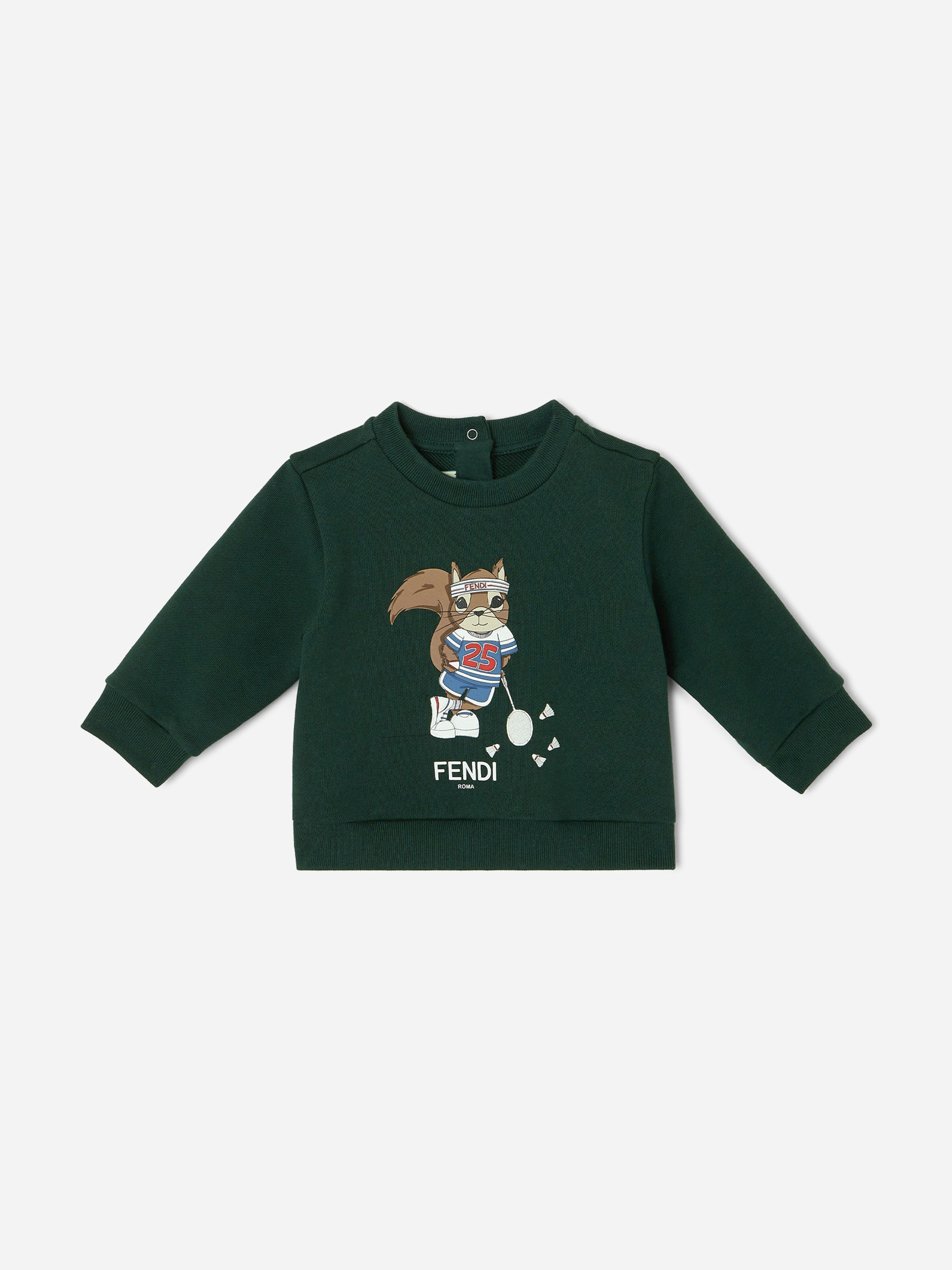 Fendi Kids Boys Green Fendi Baby Squirrel Sweatshirt In - 24 Mths