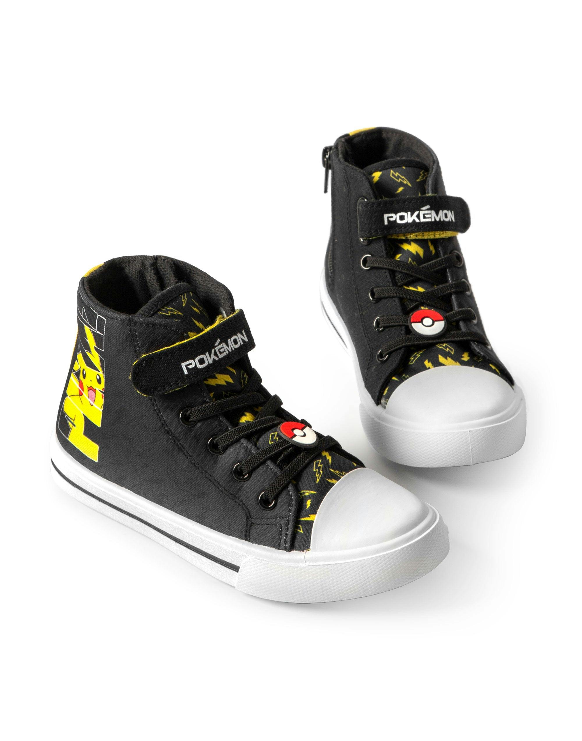 Vanilla Underground Boys Black Pokemon Pikachu Laced Trainers - 1 Uk Child