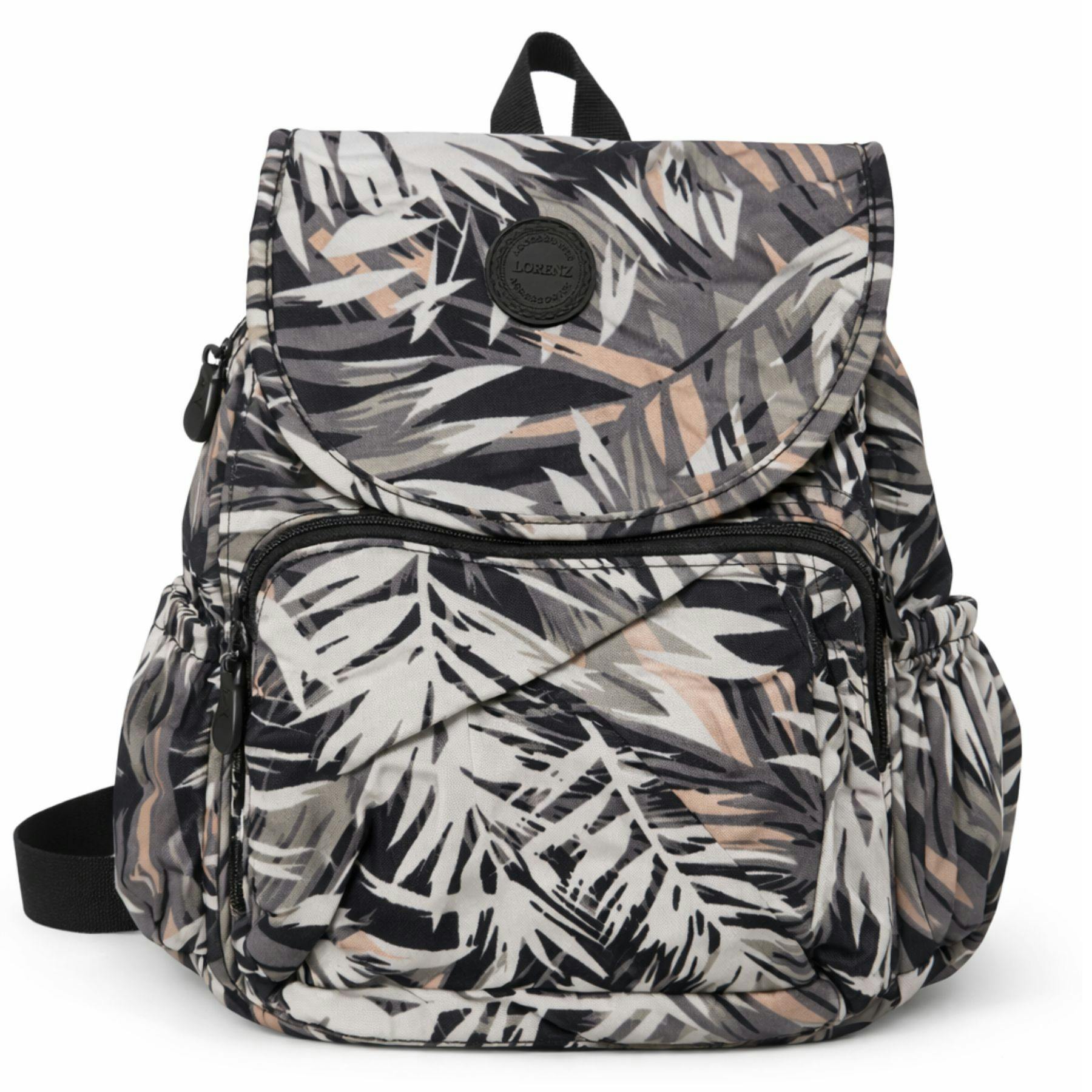 Lorenz Black/White Compact Nylon Everyday Backpack Small Lightweight - And