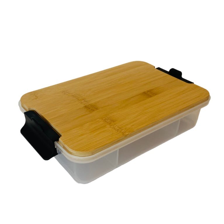 Rackhams Faberware Snacklebox Bamboo Board, 7 Snack Dividers With Locking Lid, 20 X 33Cm - Wood - Bamboo - Serving Board