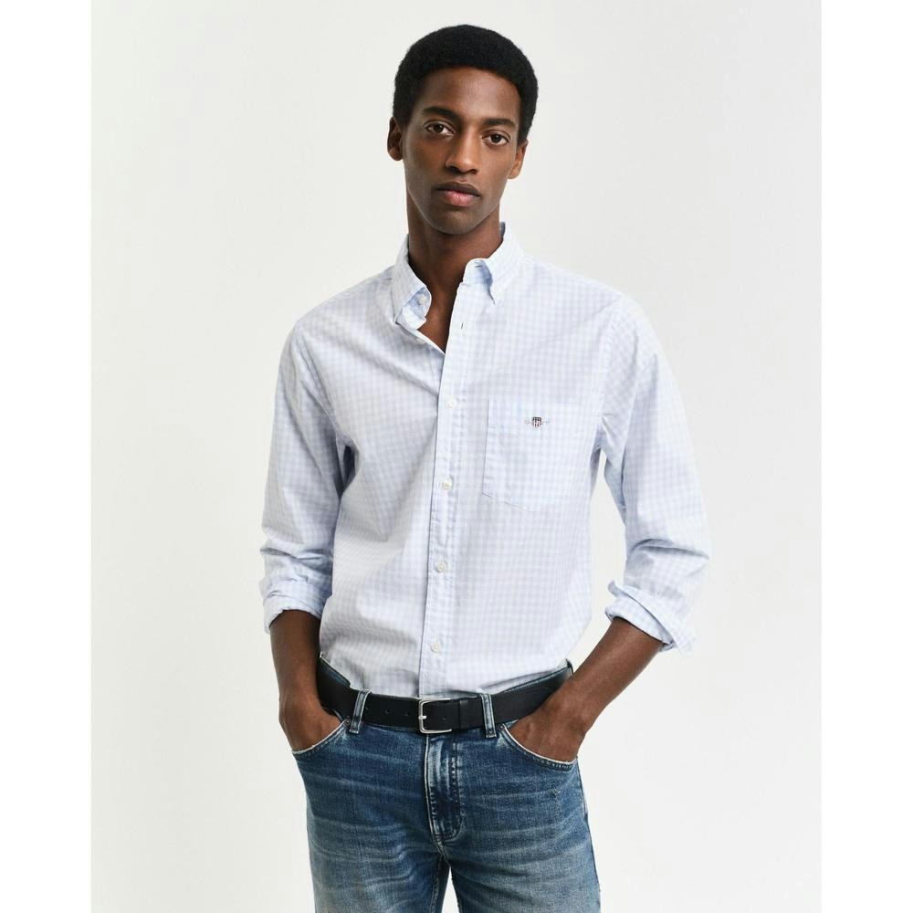 Gant Light/Blue Regular Classic Poplin Gingham Shirt, - Medium