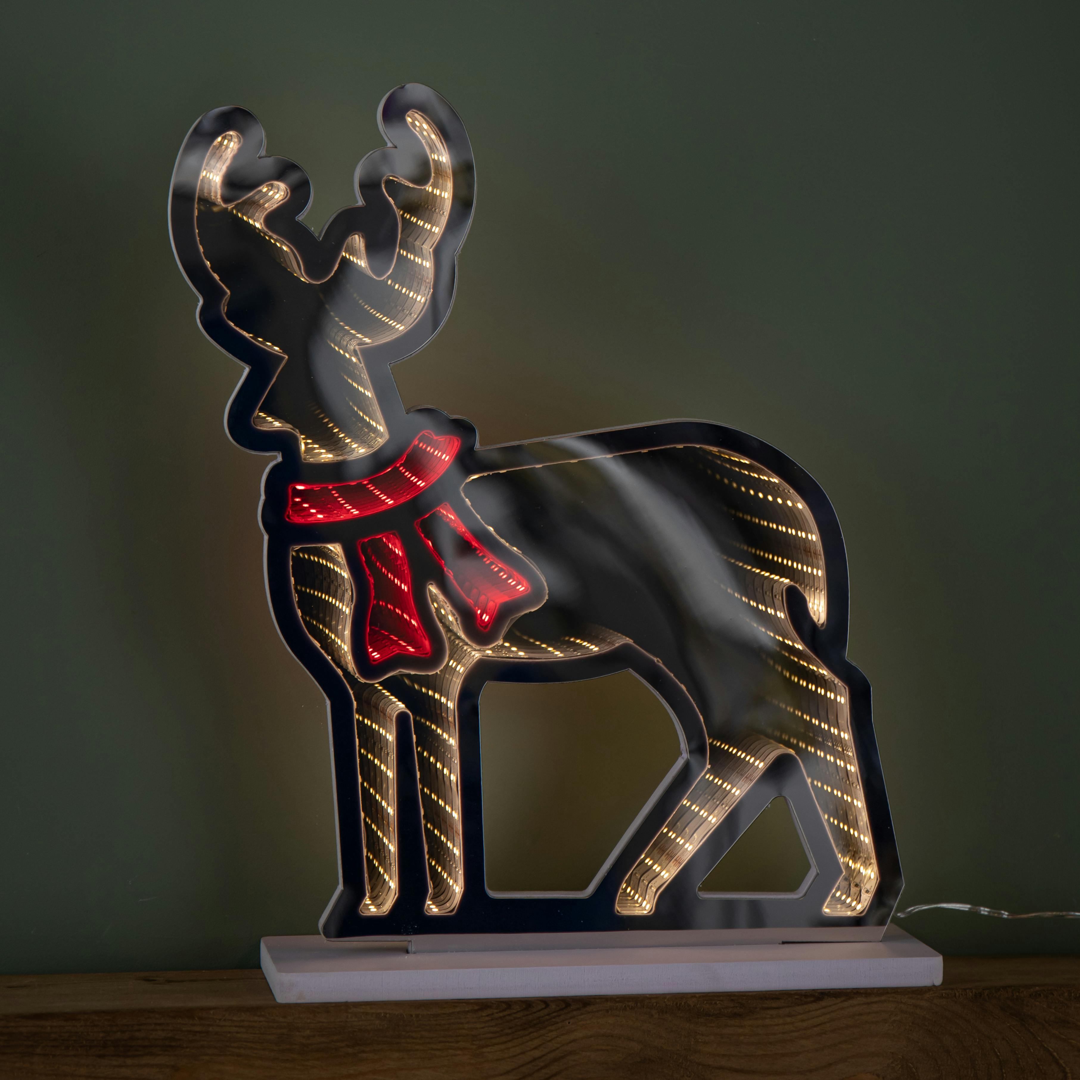 Samuel Alexander 40Cm Light Up Reindeer Christmas Infinity Light With Red And Warm White Leds - Warm White - Image 5