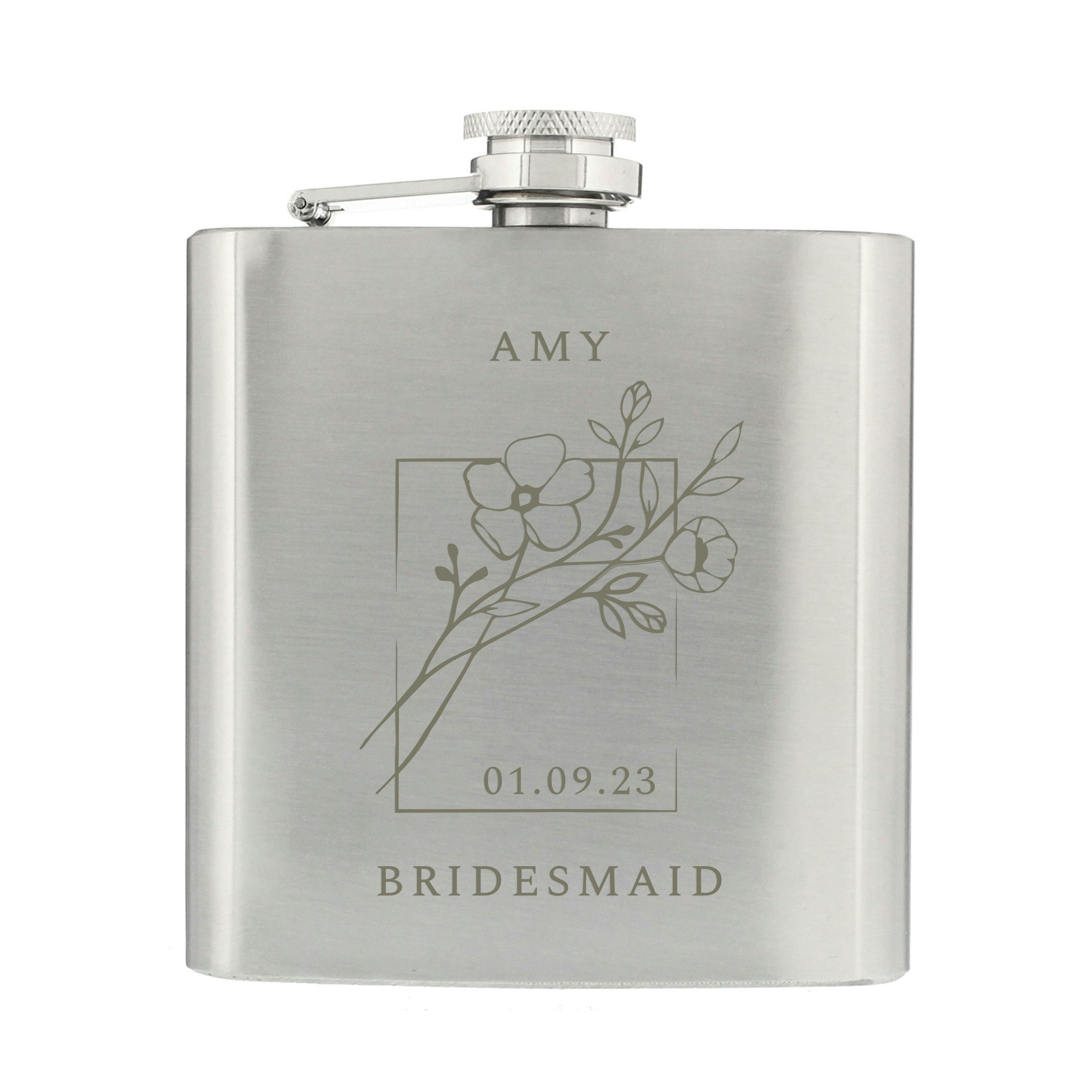 Rackhams Personalised Floral Hip Flask