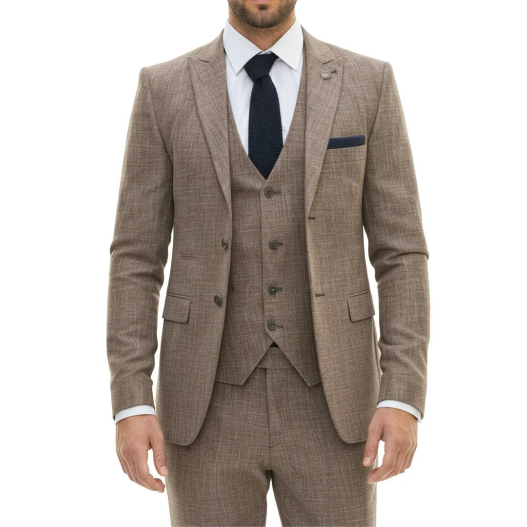 Truclothing Men's Brown Im33 - 3 Piece Tailored Fit Suit - 40" Jacket 34" Trousers