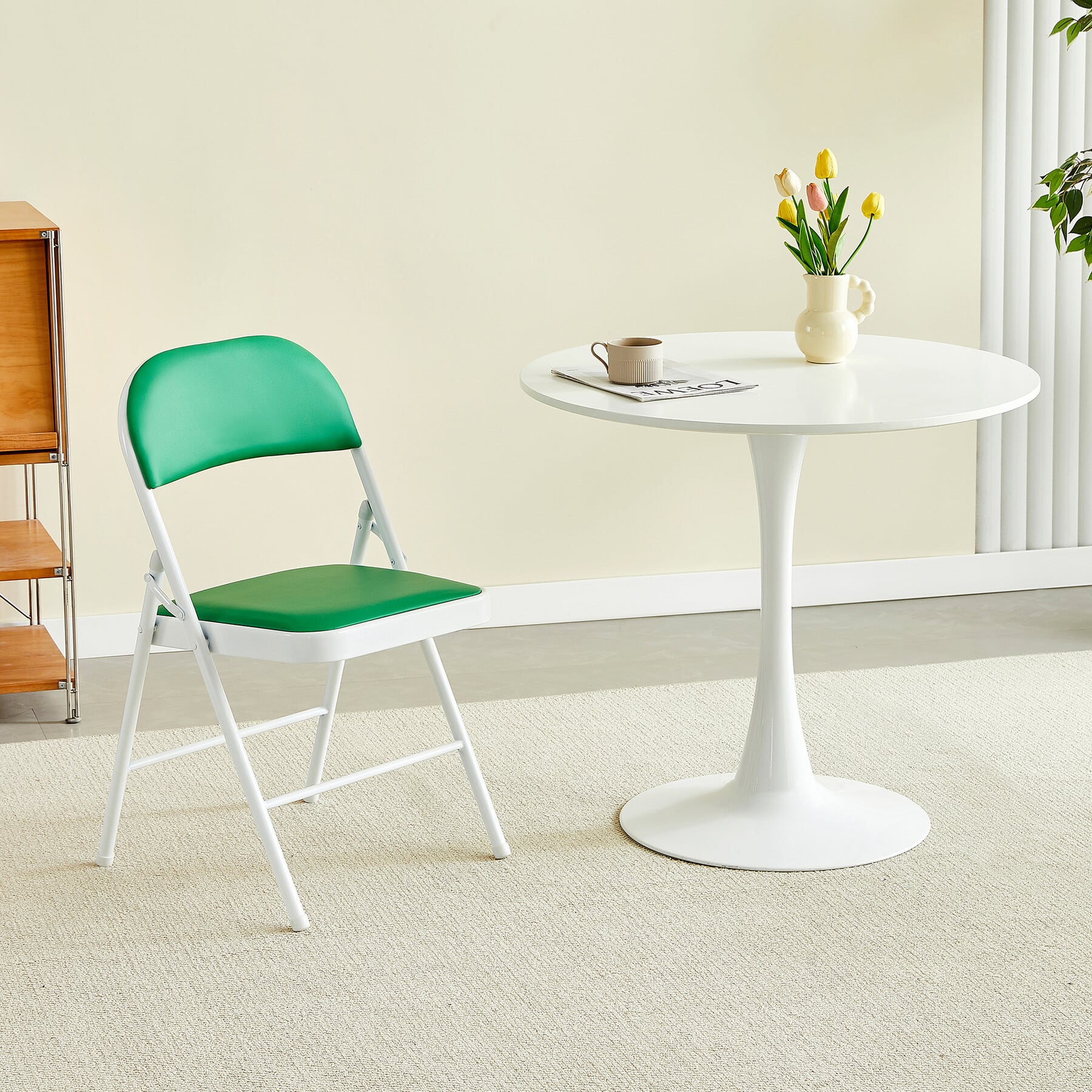 Mcc Green Padded Folding Metal Dining Chair - Image 3