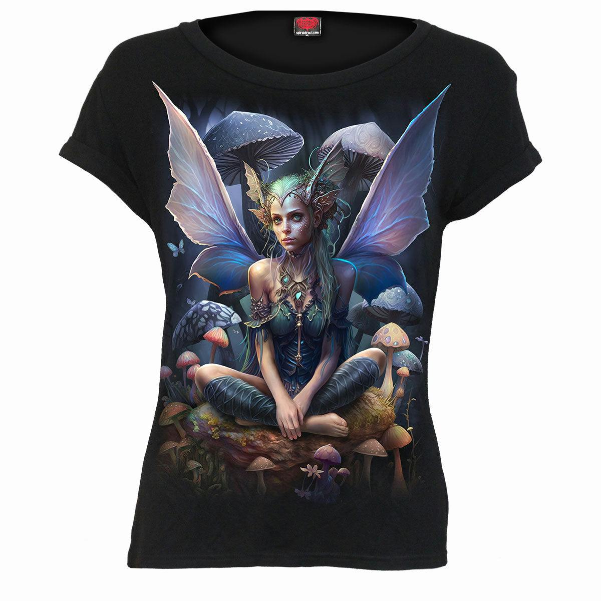 Spiral Direct Black Magical - Boatneck Cap Sleeve Top - Xxl - Digital - Digital