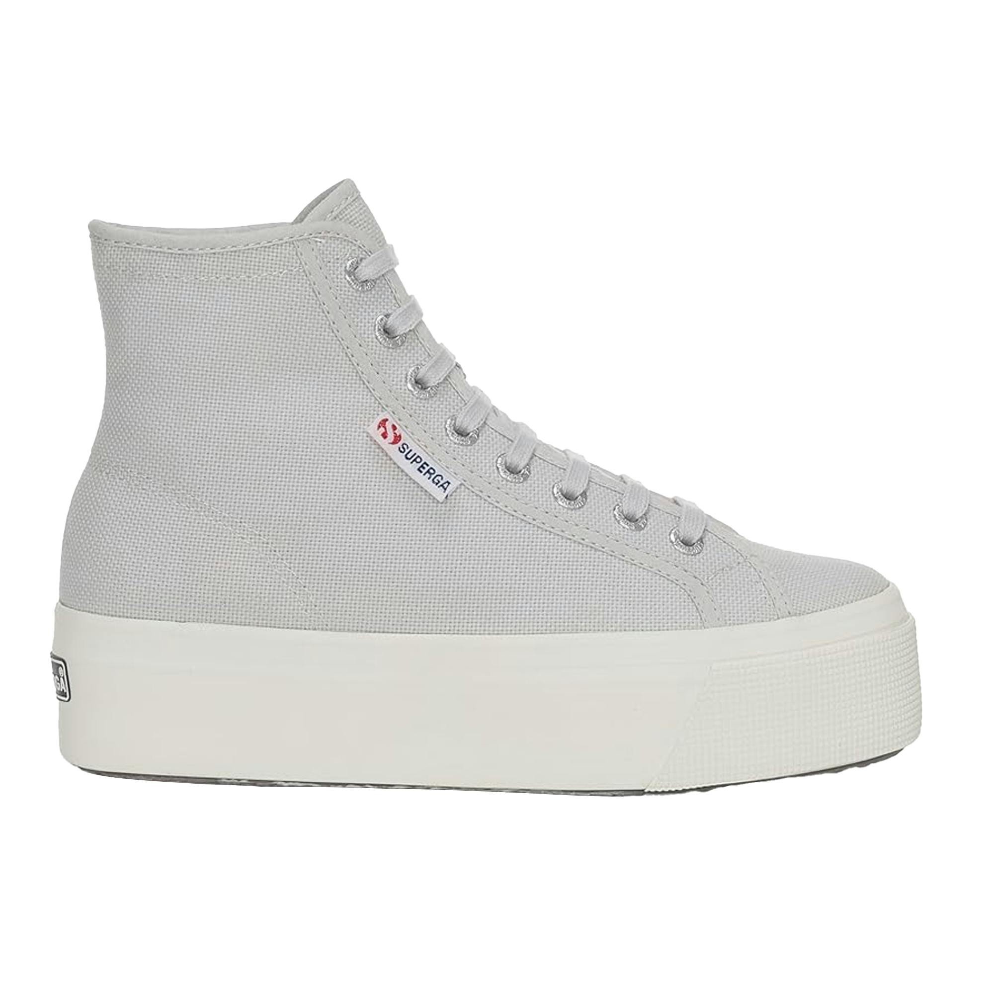 Superga Women's Grey/Silver 2708 Lace Up High Tops - Silver/Avorio - 4 Uk - Silver/Avorio - 100% Mixed