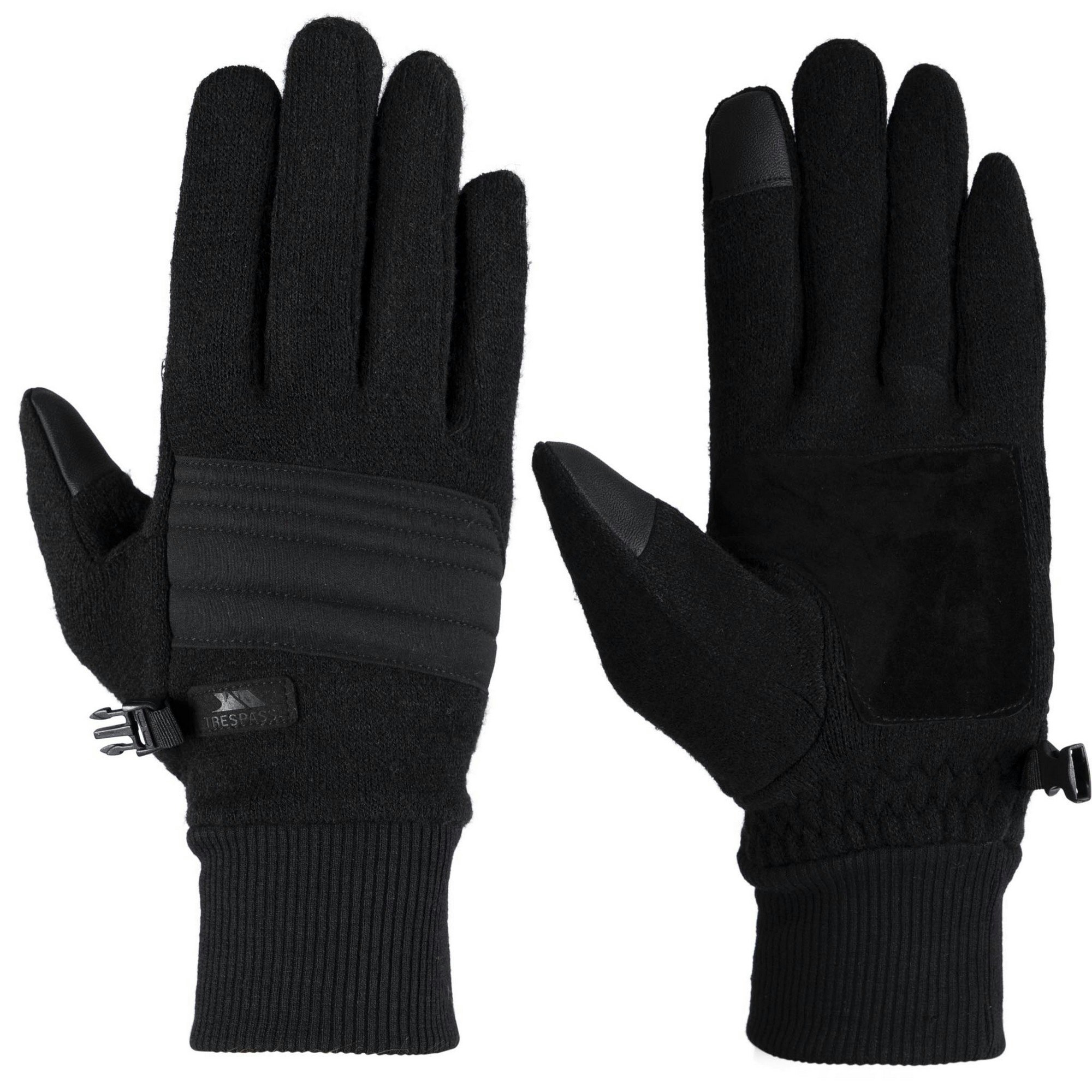 Trespass Men's Black Douglas Leather Ski Gloves - S-M