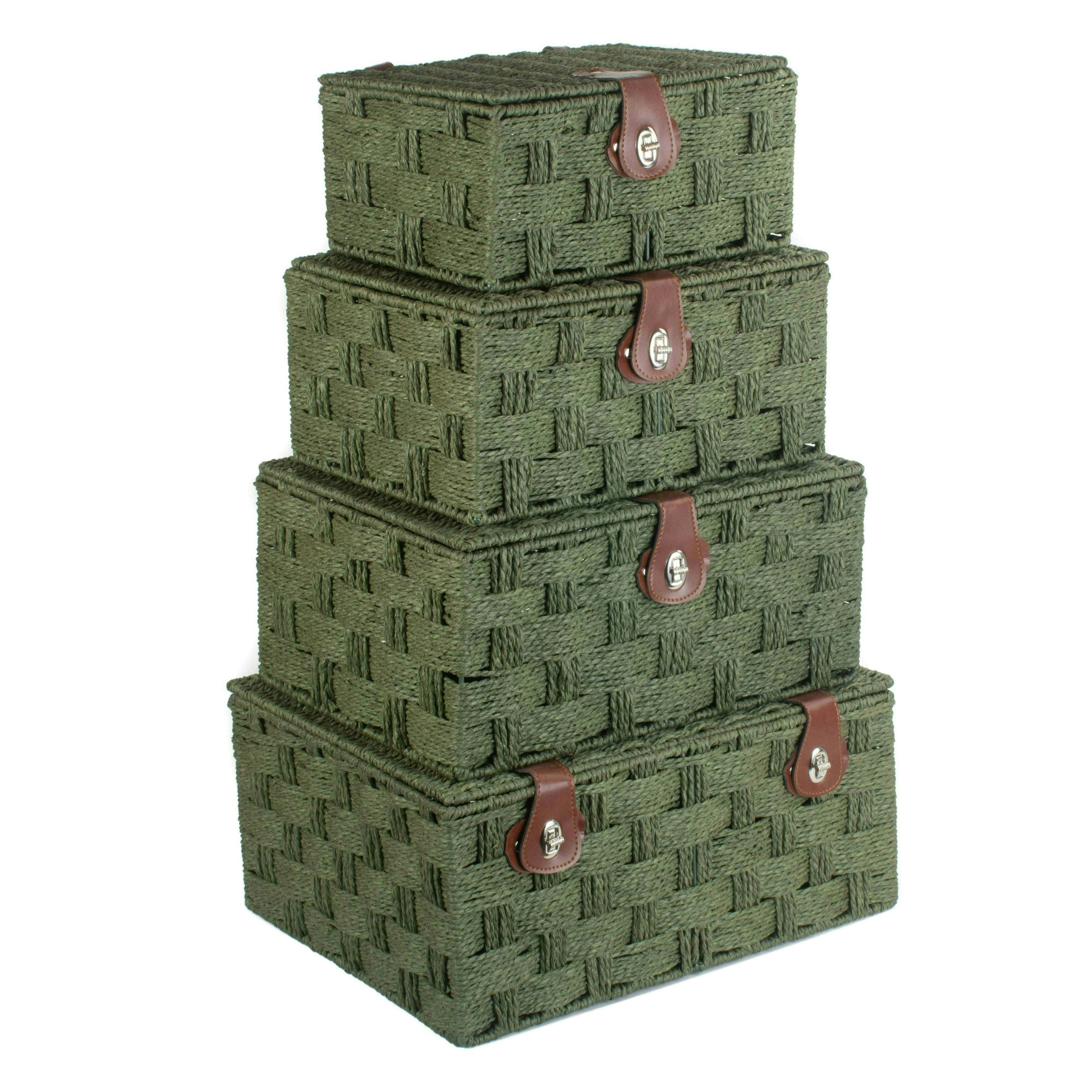 Rackhams Green Twisted Paper Storage Basket - Set Of 4