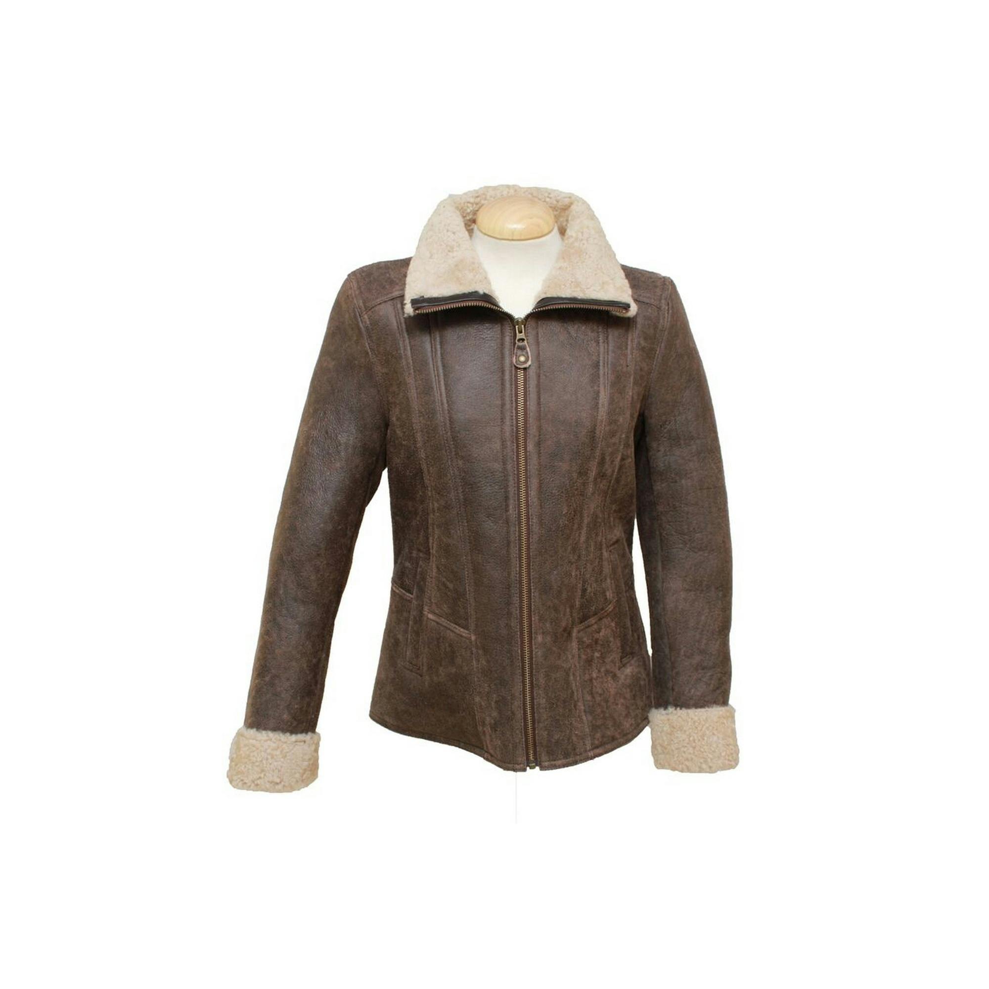 Eastern Counties Leather Women's Krissy Aviator Sheepskin Coat - Chocolate Forest - 8 - Chocolate Forest - 100% Sheepskin