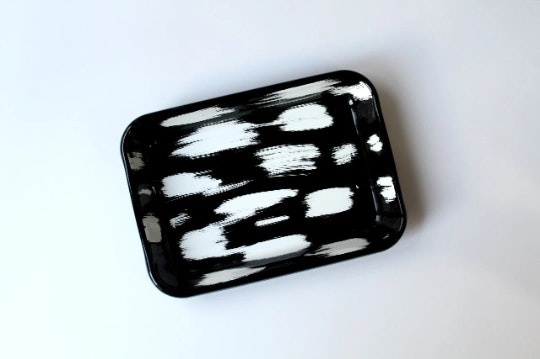 Rackhams Black/White Stripe Collection Enamel Rectangular Serving And Roasting Dish - 26(W) X 18(D) X 4(H) Centimeters