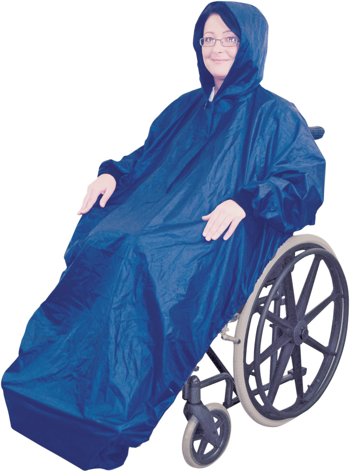 Aidapt Blue Fleece Lined Wheelchair Mac With Sleeves