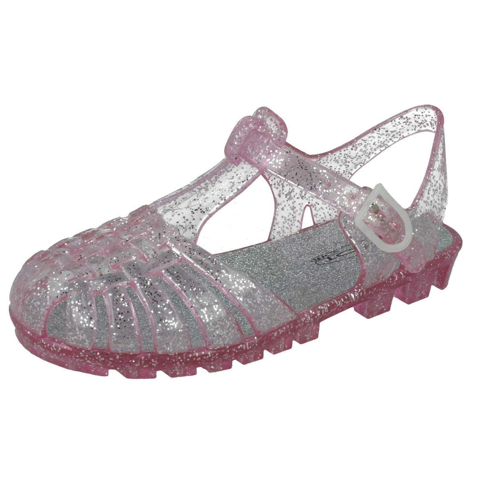 Spot On Girls Pink Glitter Jelly Sandals H0353 - Uk 5 Infant