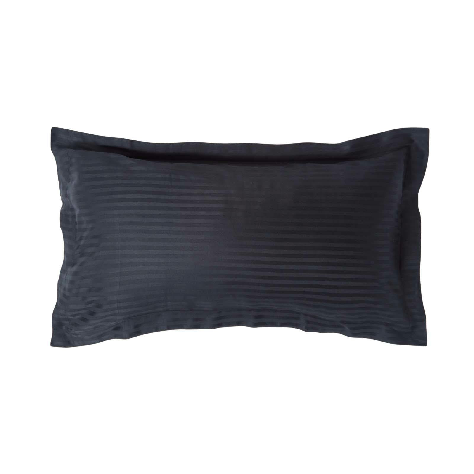 Homescapes Black Silky 330 Tc Egyptian Cotton Satin Stripe Oxford Pillowcase, King Size