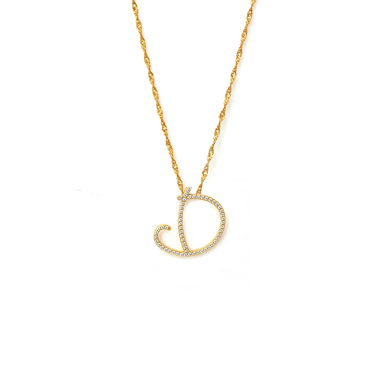 Say It With Yellow/Gold Luxe Cz Initial Necklace - Plated - D