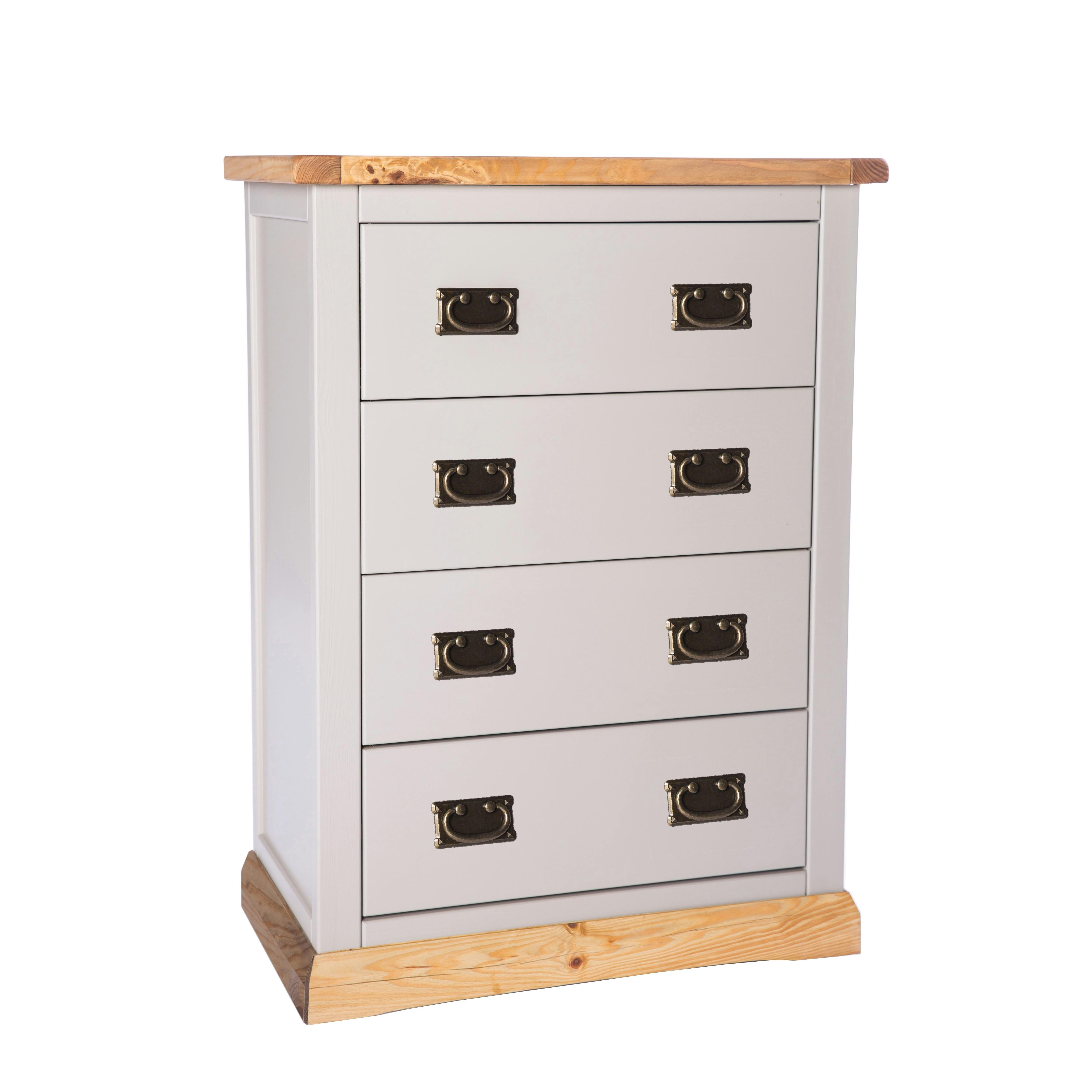 Rackhams Light/Grey Bomporto 4 Drawer Chest Of Drawers Bras Drop Handle
