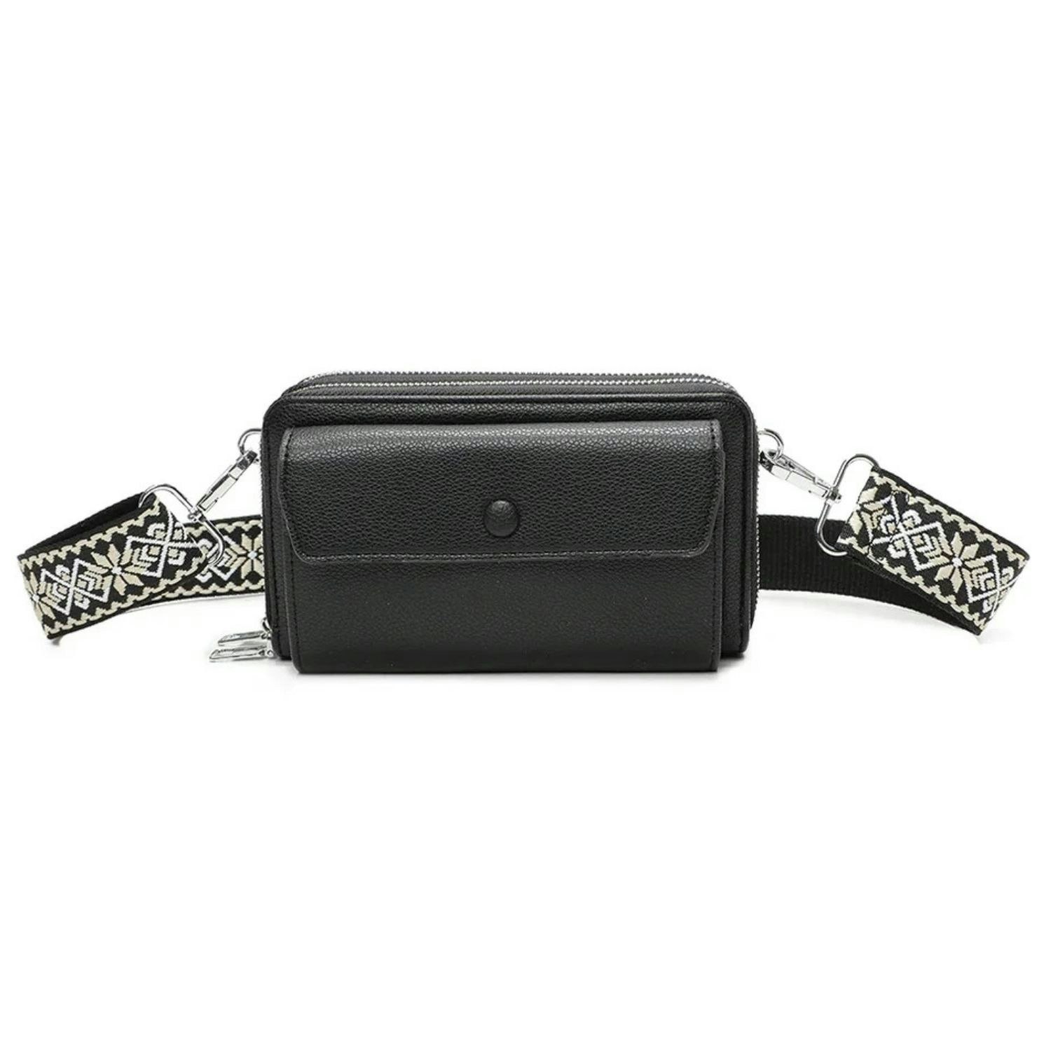 Love Emvy Women's Black City Collection Crossbody Purse Bag With Diamante Charm