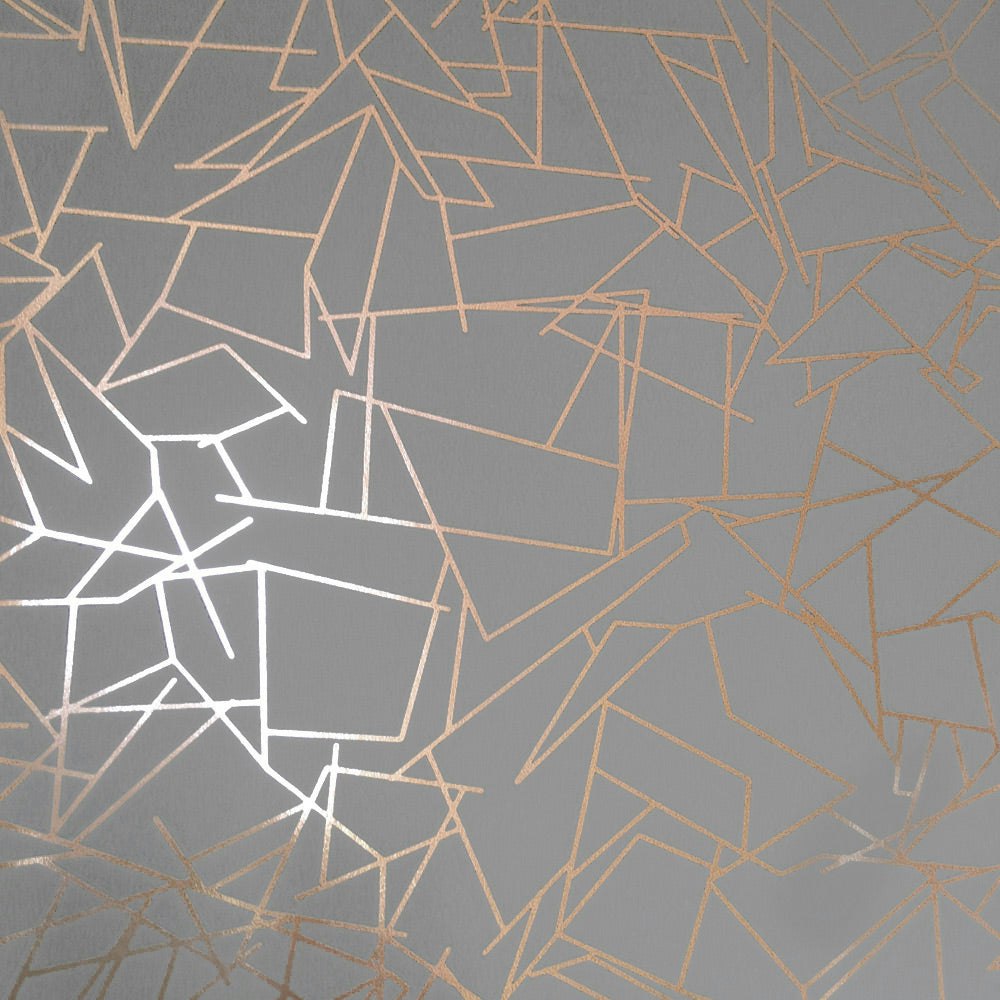Rackhams Grey Angles Copper Rose And Zinc Wallpaper - 10M Roll