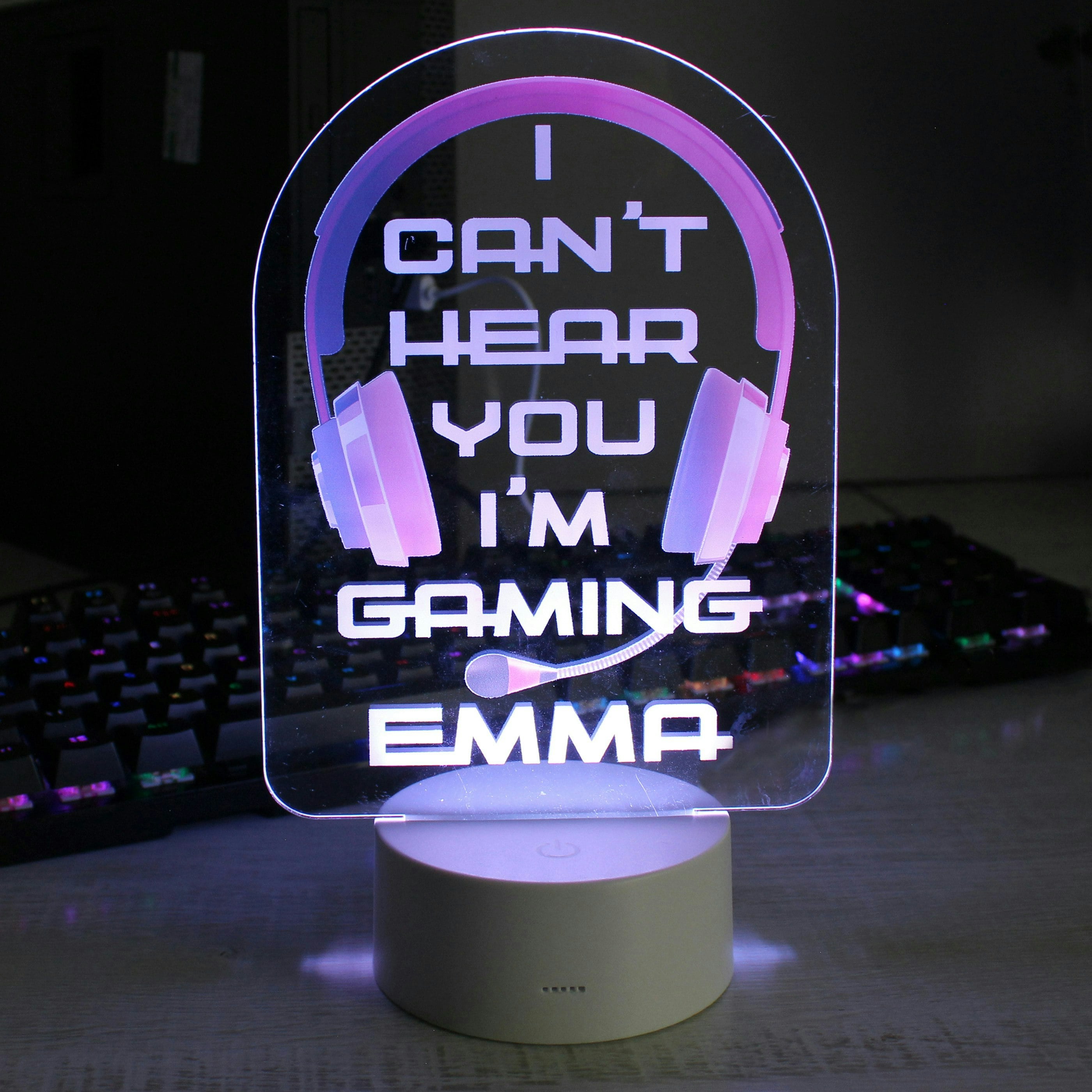 Rackhams Pink/Light Personalised Gaming Led Colour Changing Night