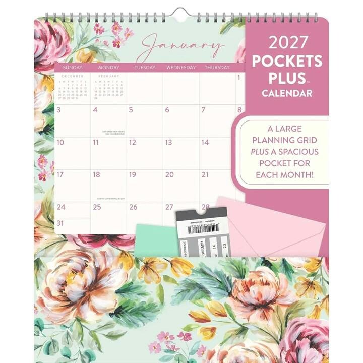 Bella Flora Deluxe Pocket Calendar 2027, Wall Calendars, Month To View, Gift - Image 3