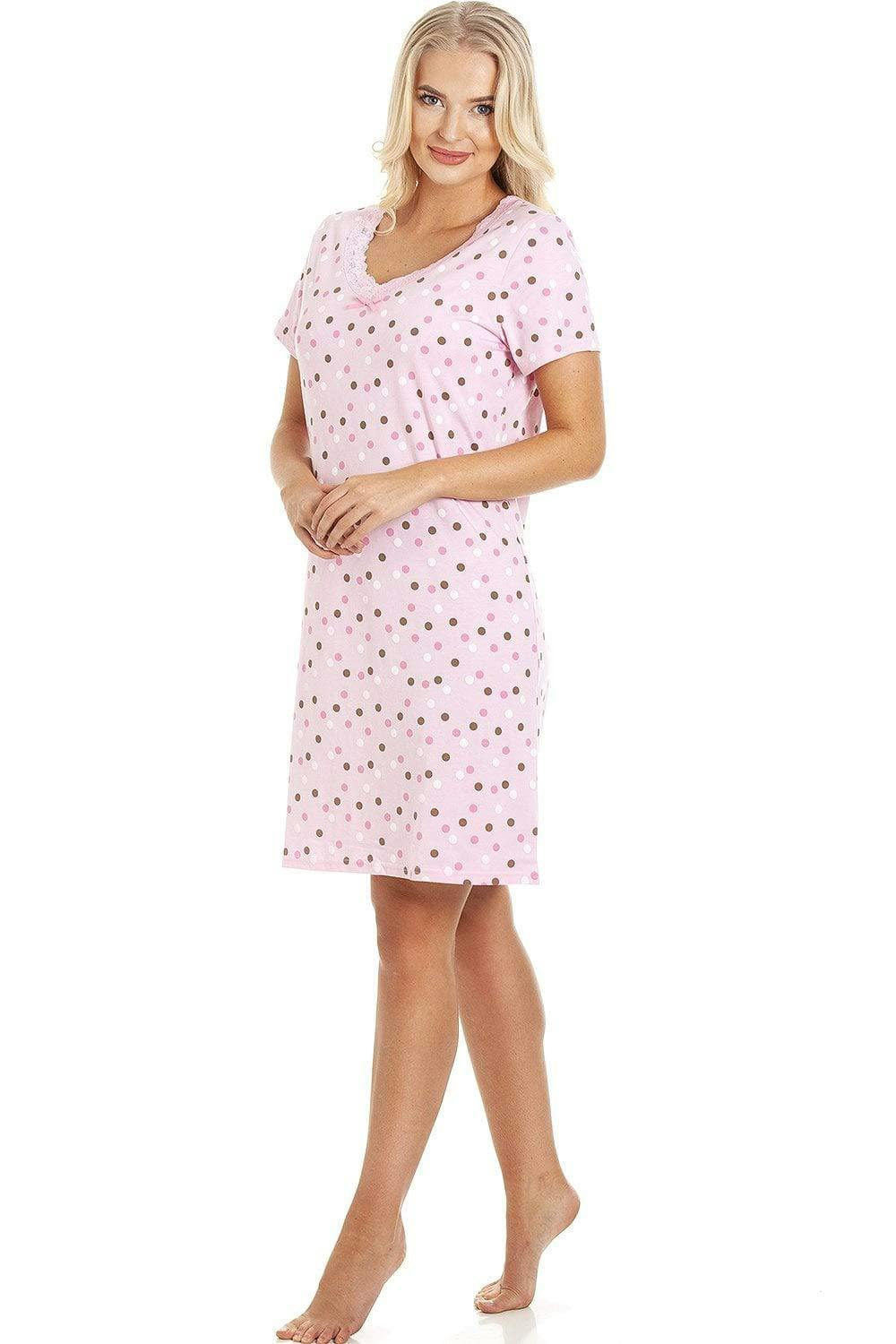 Camille Women's Pink Soft Cotton Summer Nightdresses - 10-12