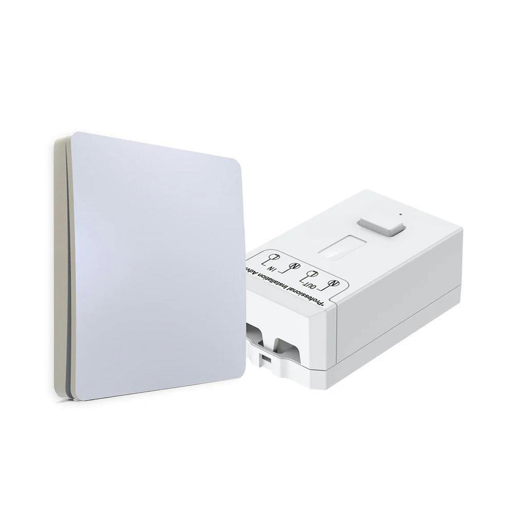 Ener-J Light/White 1-Gang Wireless Kinetic Switch & 500W Receiver Kit, Self-Powered, Ip65 Waterproof (Pro Series)