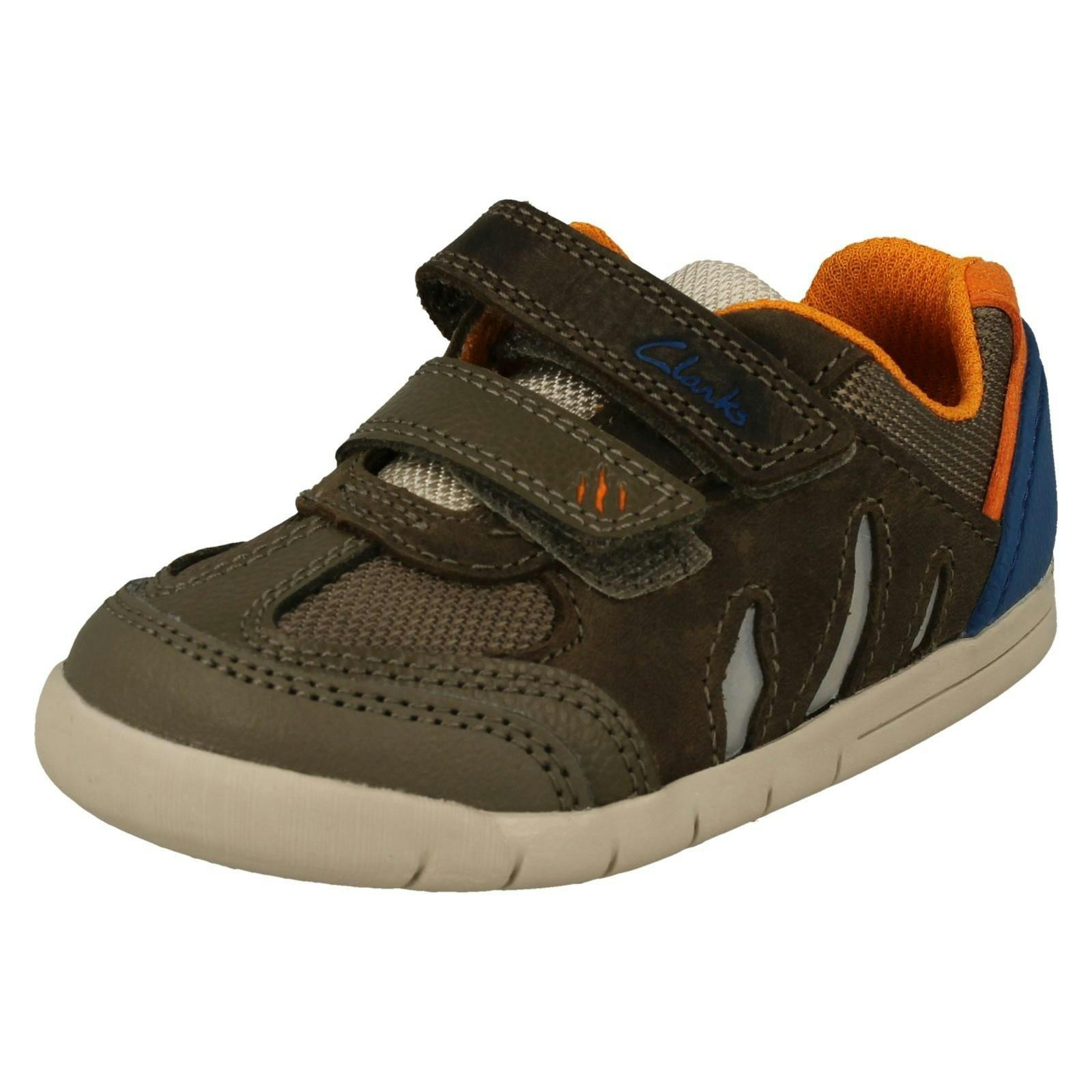 Clarks Boys Claw Detailed Casual Shoes Rex Play - Khaki 23 - Uk 5.5 Infant - F